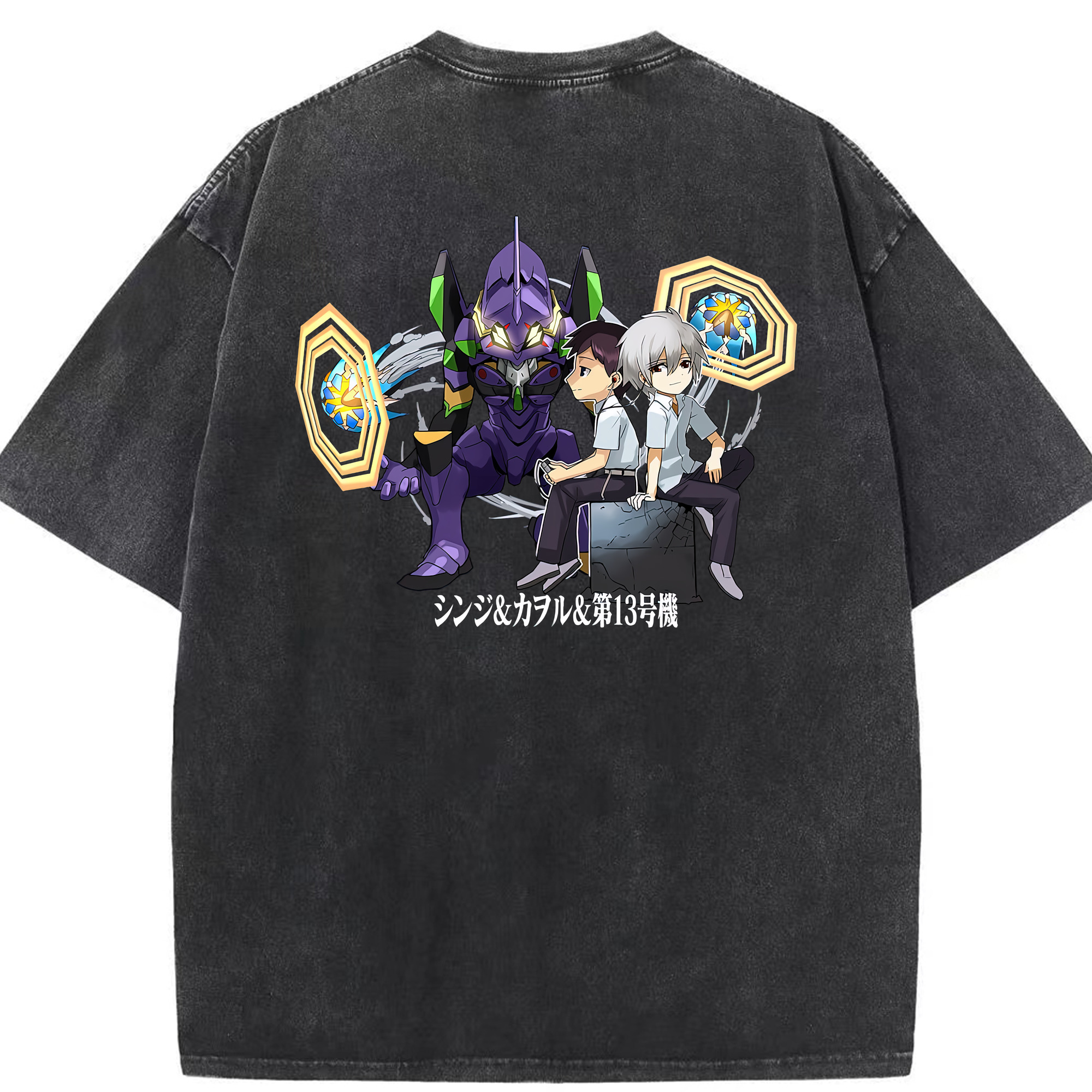 （画像用） EVA 新世紀エヴァンゲリオン 綿100% ヴィンテージ風 半袖Tシャツ（背面プリント）
