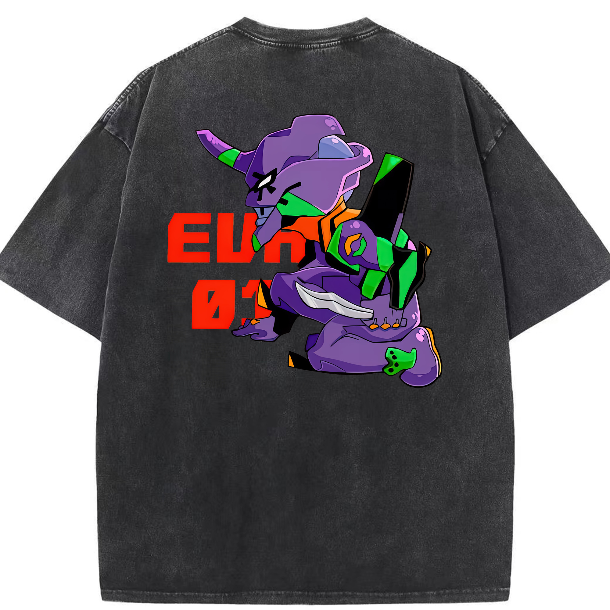 （画像用） EVA 新世紀エヴァンゲリオン 綿100% ヴィンテージ風 半袖Tシャツ（背面プリント）