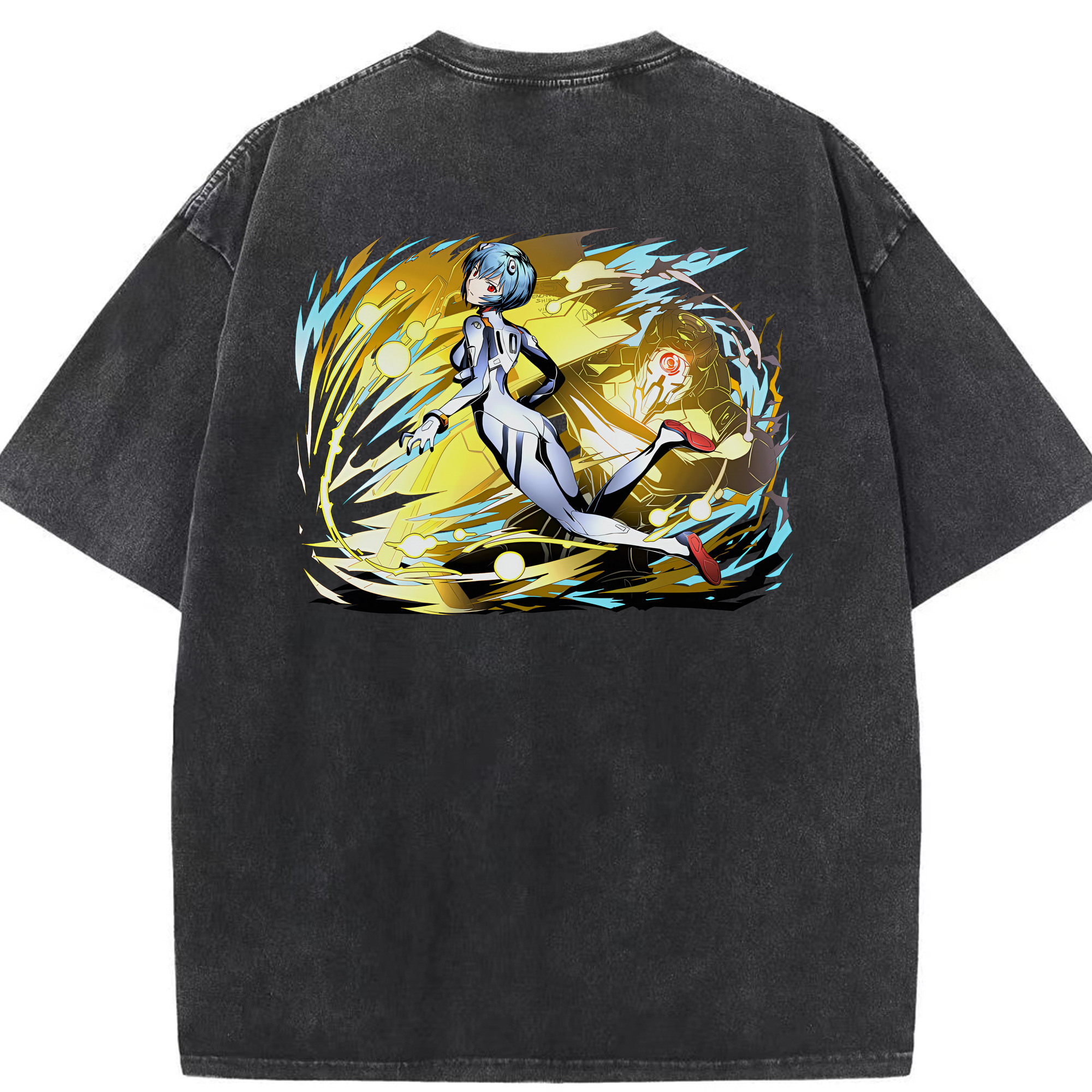 （画像用） EVA 新世紀エヴァンゲリオン 綿100% ヴィンテージ風 半袖Tシャツ（背面プリント）