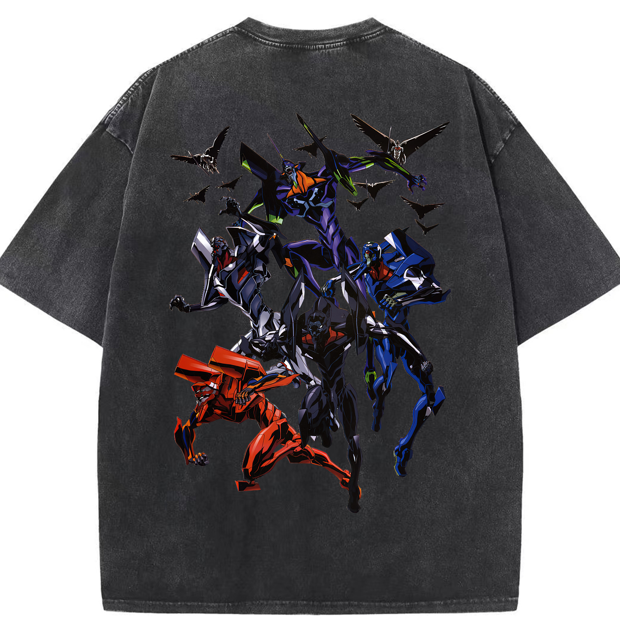 （画像用） EVA 新世紀エヴァンゲリオン 綿100% ヴィンテージ風 半袖Tシャツ（背面プリント）