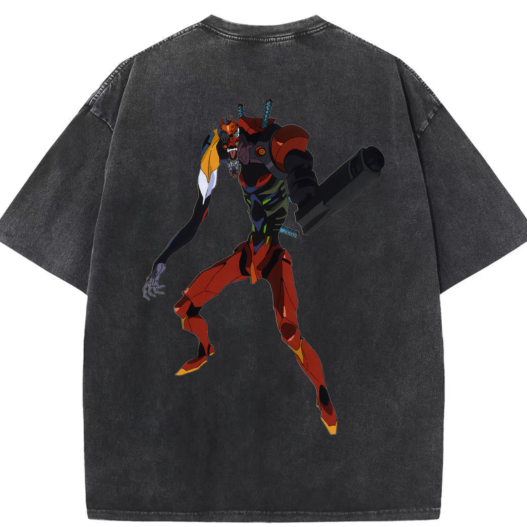 （画像用） EVA 新世紀エヴァンゲリオン 綿100% ヴィンテージ風 半袖Tシャツ（背面プリント）