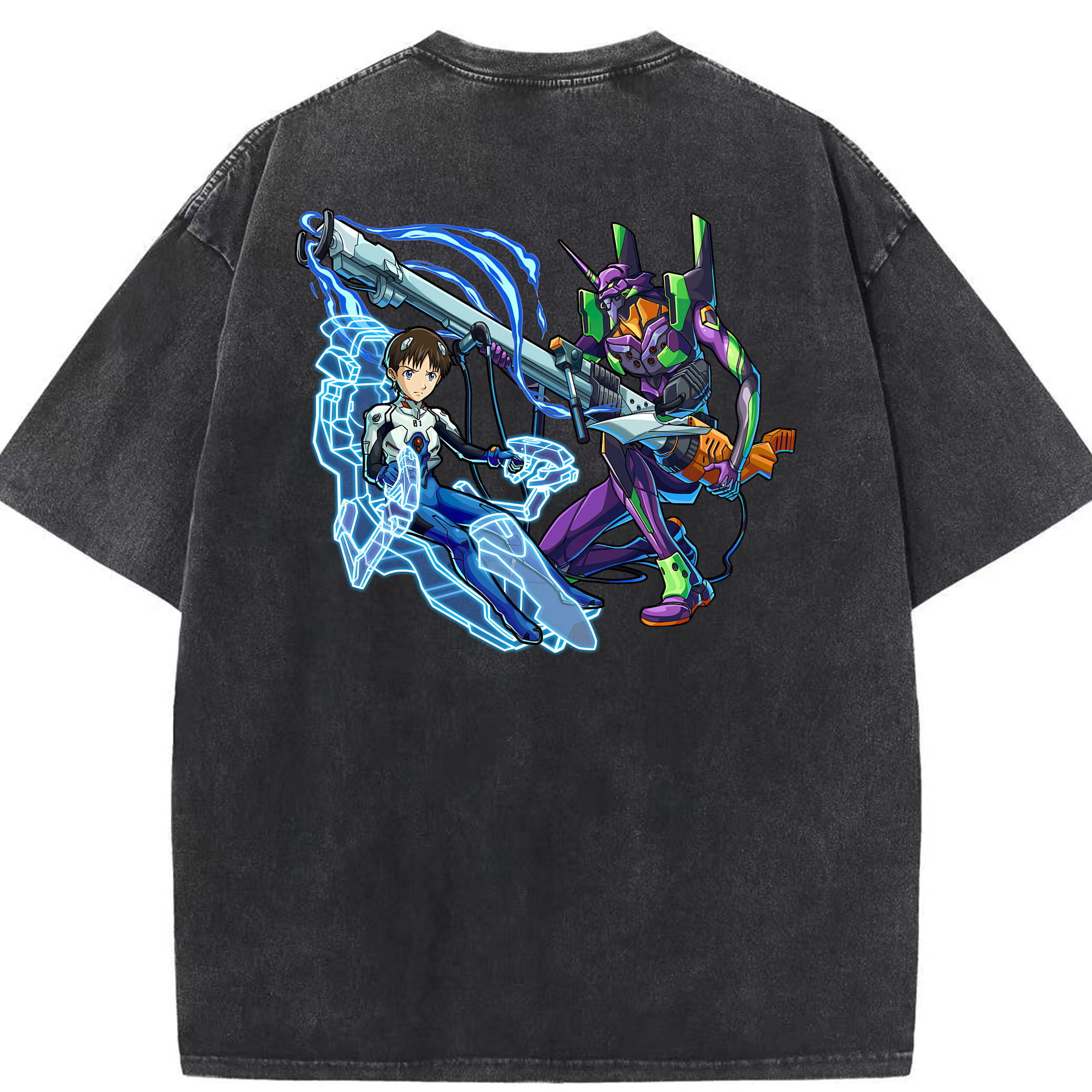 （画像用） EVA 新世紀エヴァンゲリオン 綿100% ヴィンテージ風 半袖Tシャツ（背面プリント）