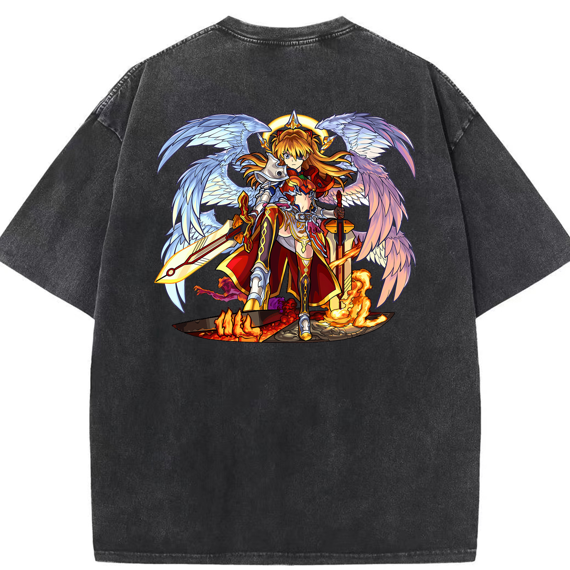 （画像用） EVA 新世紀エヴァンゲリオン 綿100% ヴィンテージ風 半袖Tシャツ（背面プリント）