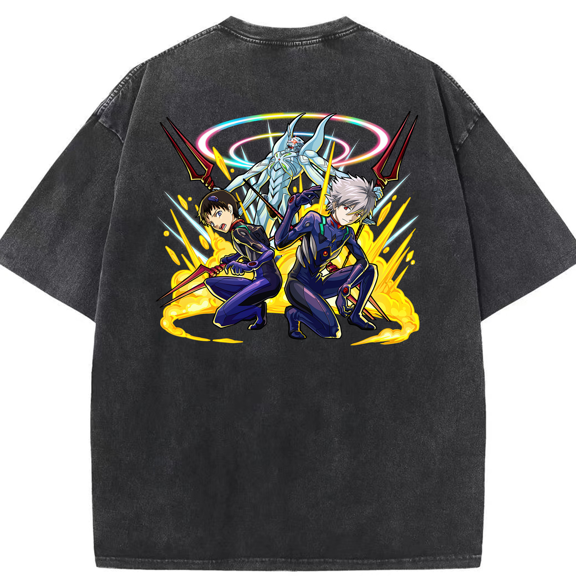 （画像用） EVA 新世紀エヴァンゲリオン 綿100% ヴィンテージ風 半袖Tシャツ（背面プリント）