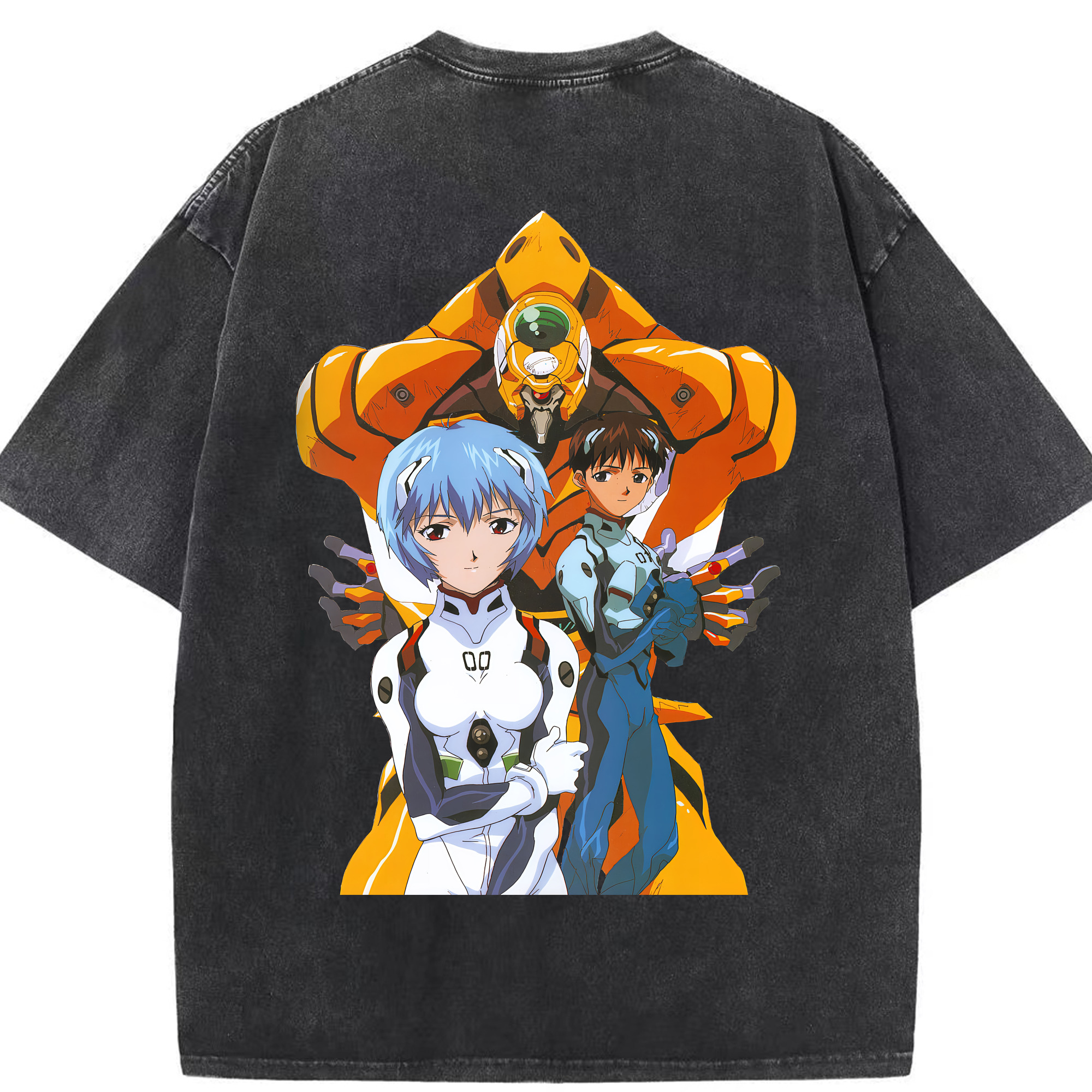 （画像用） EVA 新世紀エヴァンゲリオン 綿100% ヴィンテージ風 半袖Tシャツ（背面プリント）