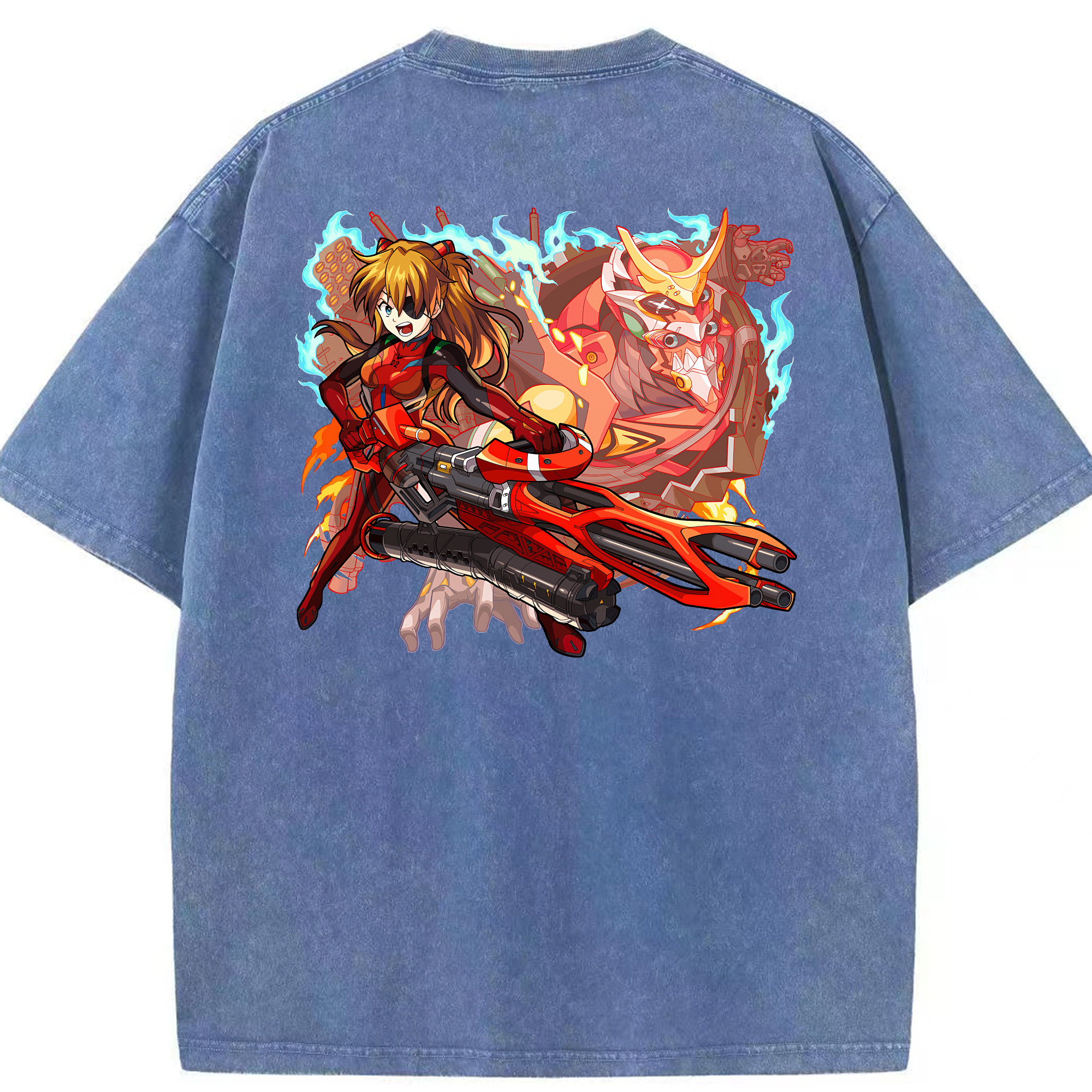 （画像用） EVA 新世紀エヴァンゲリオン 綿100% ヴィンテージ風 半袖Tシャツ（背面プリント）