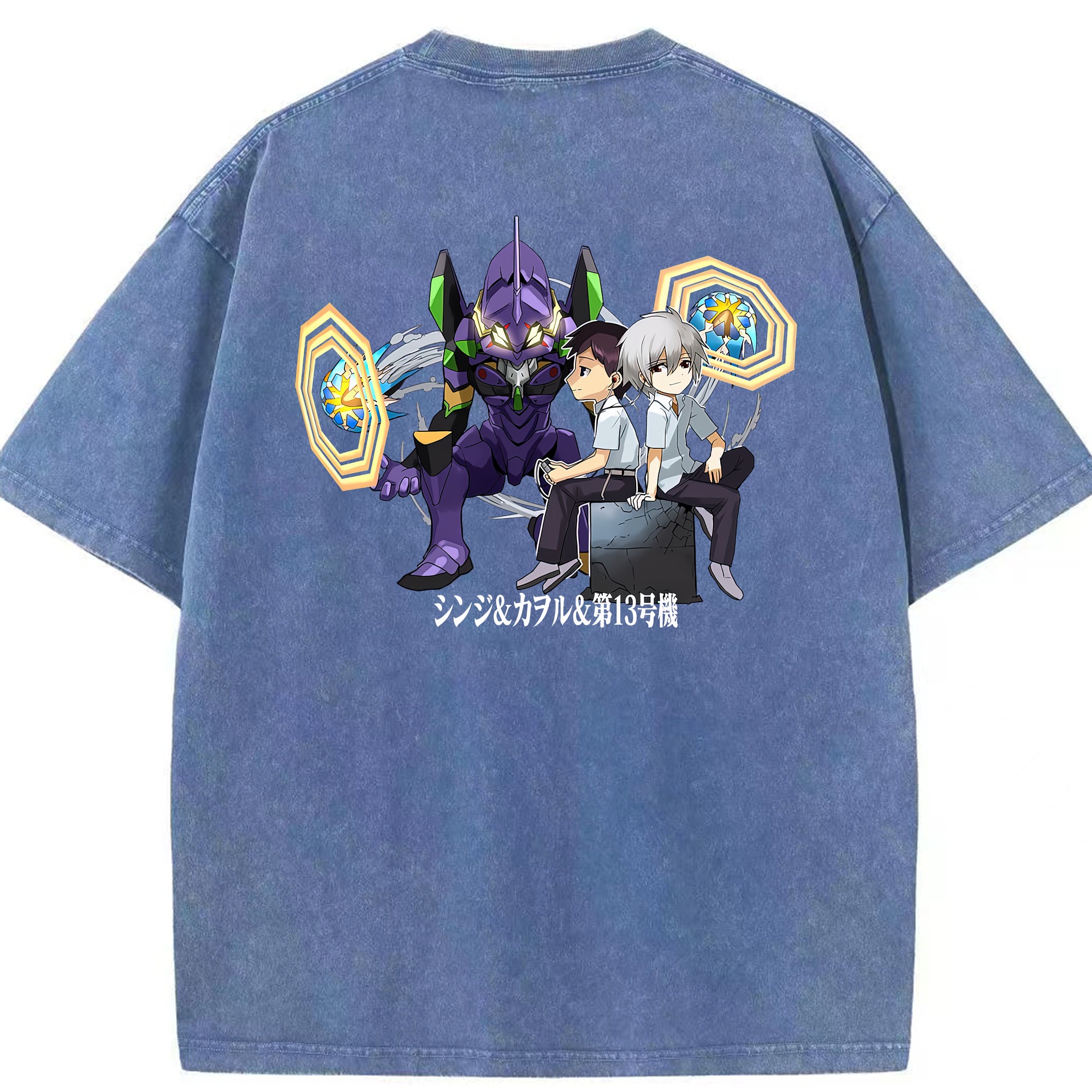 （画像用） EVA 新世紀エヴァンゲリオン 綿100% ヴィンテージ風 半袖Tシャツ（背面プリント）