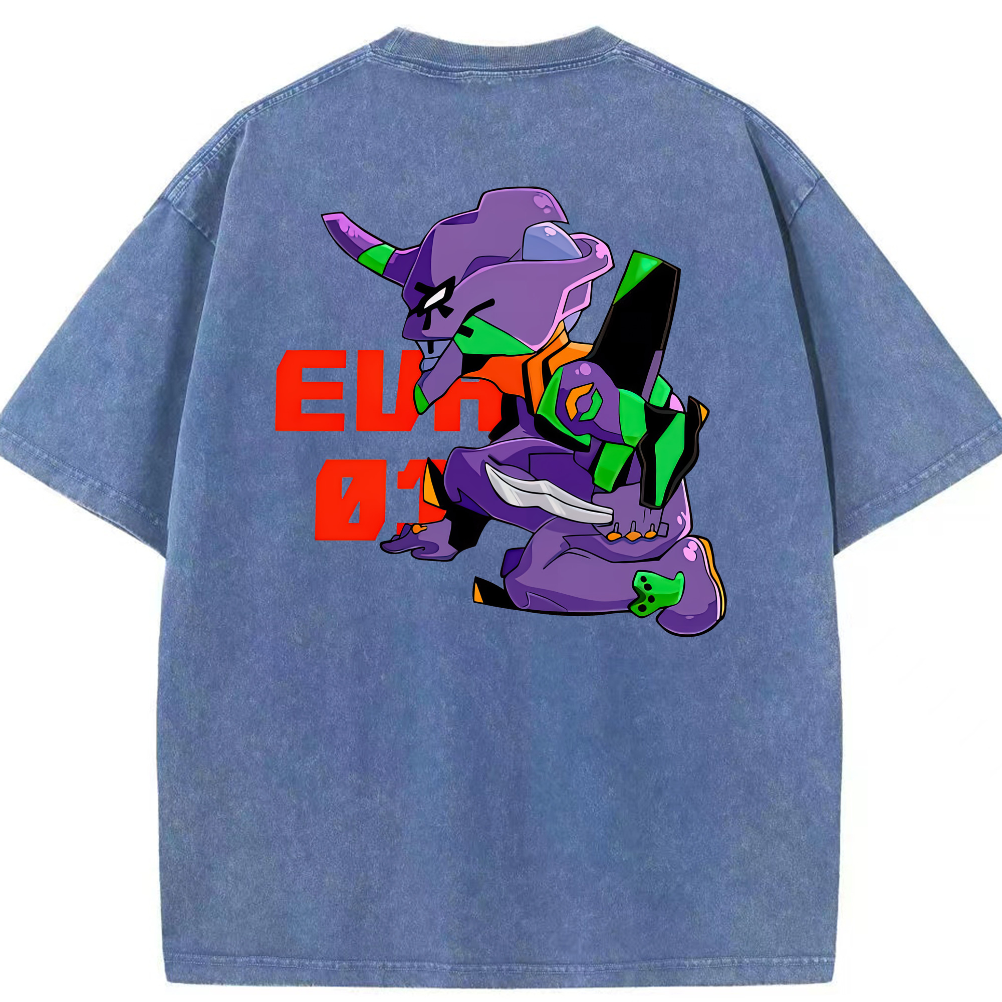 （画像用） EVA 新世紀エヴァンゲリオン 綿100% ヴィンテージ風 半袖Tシャツ（背面プリント）