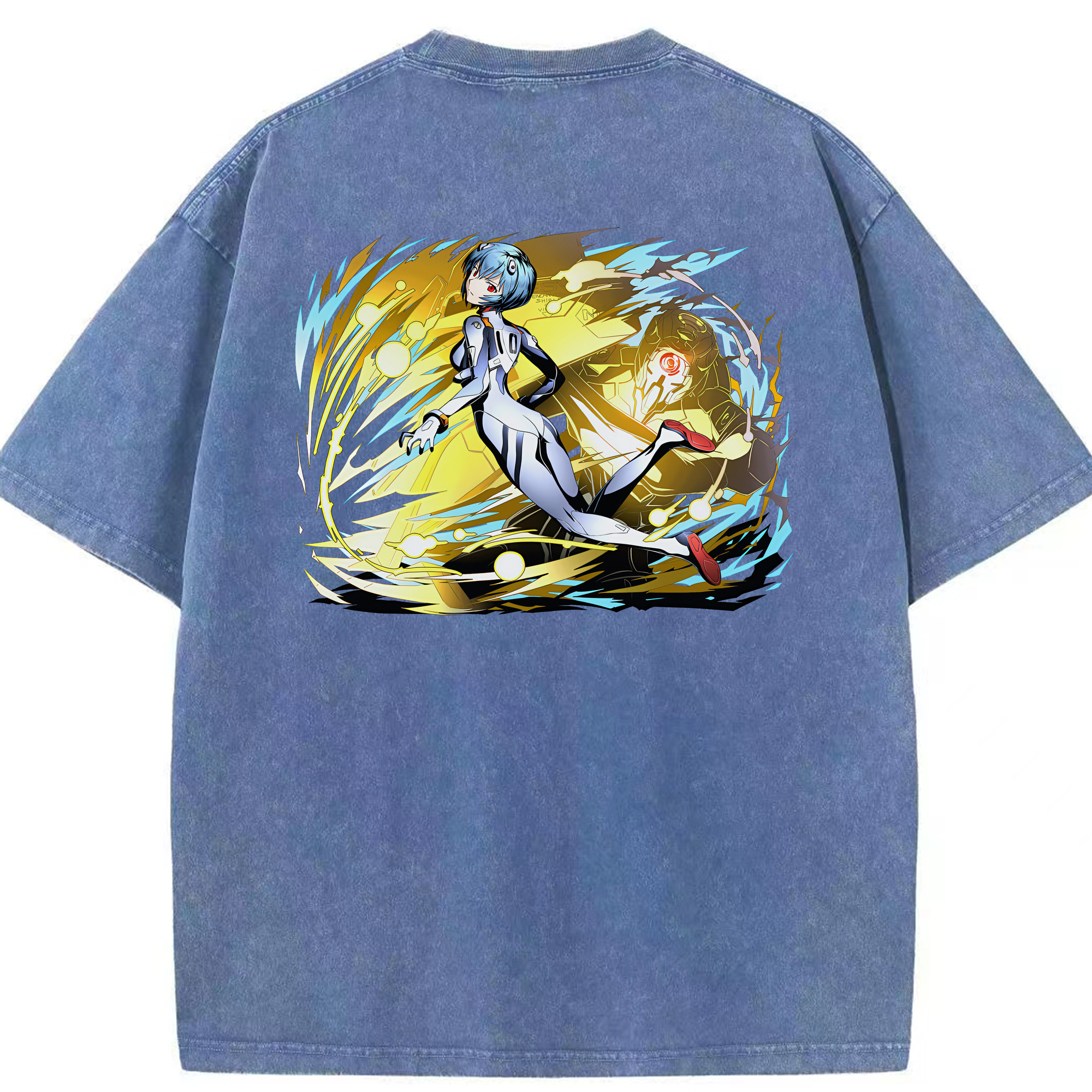 （画像用） EVA 新世紀エヴァンゲリオン 綿100% ヴィンテージ風 半袖Tシャツ（背面プリント）
