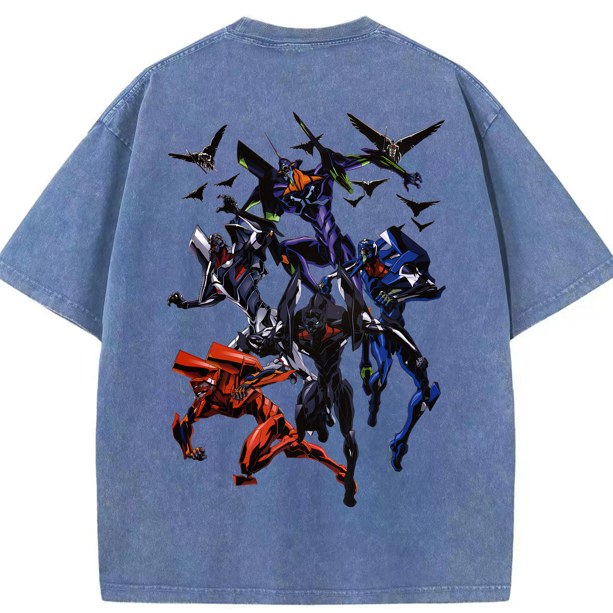 （画像用） EVA 新世紀エヴァンゲリオン 綿100% ヴィンテージ風 半袖Tシャツ（背面プリント）