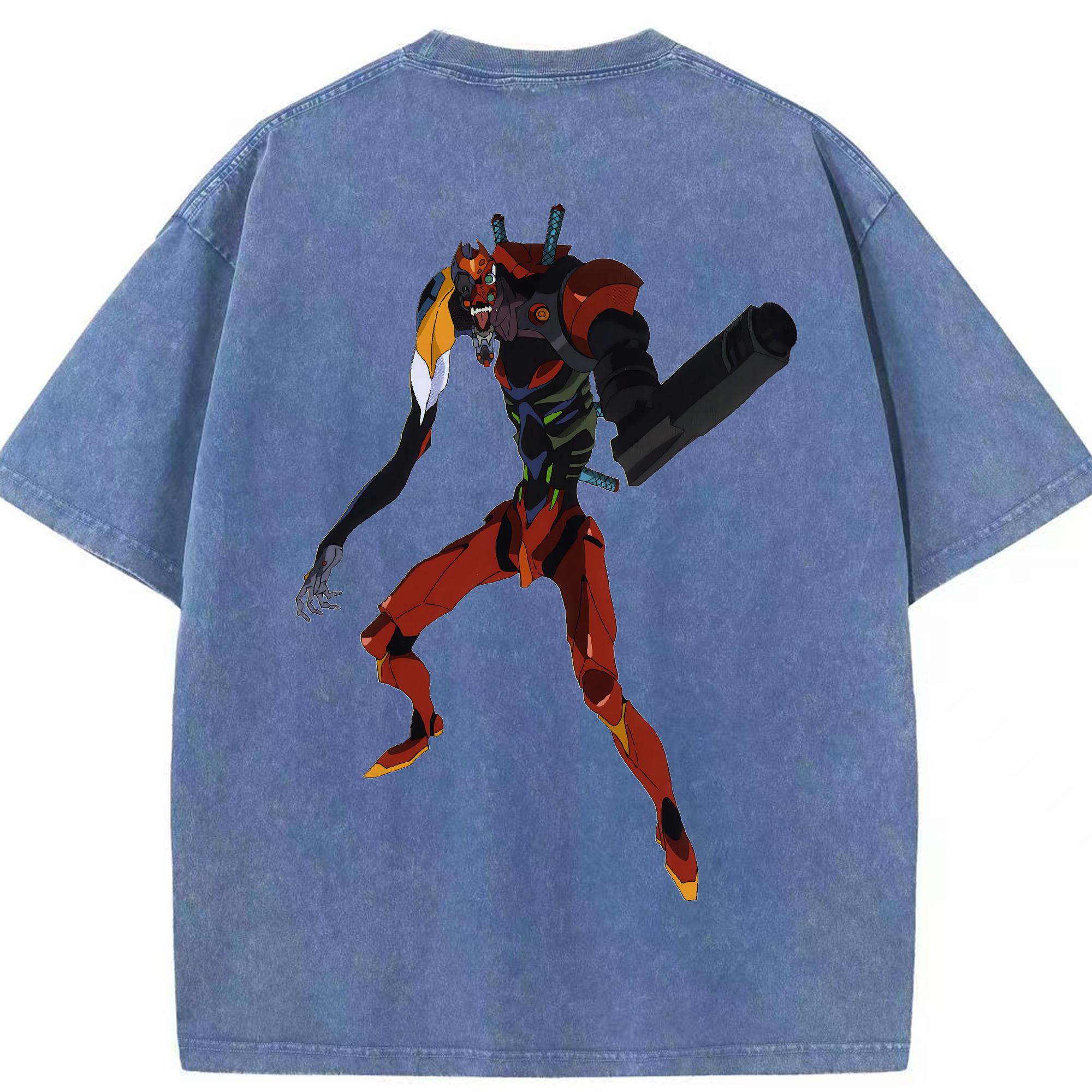 （画像用） EVA 新世紀エヴァンゲリオン 綿100% ヴィンテージ風 半袖Tシャツ（背面プリント）