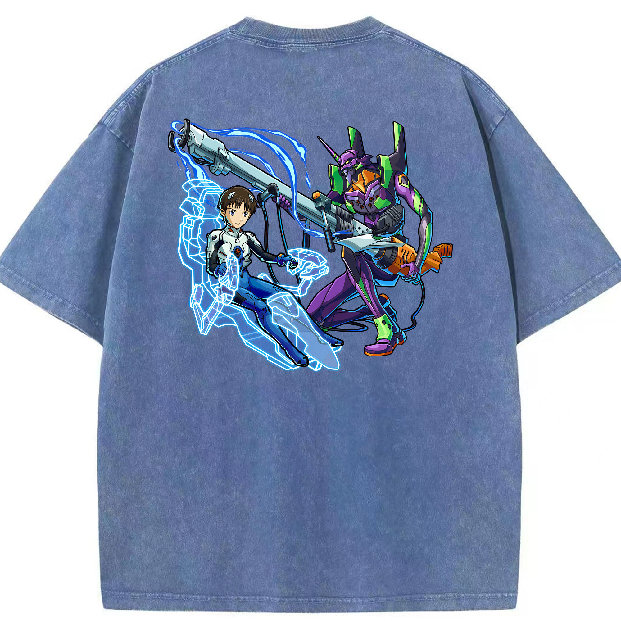 （画像用） EVA 新世紀エヴァンゲリオン 綿100% ヴィンテージ風 半袖Tシャツ（背面プリント）