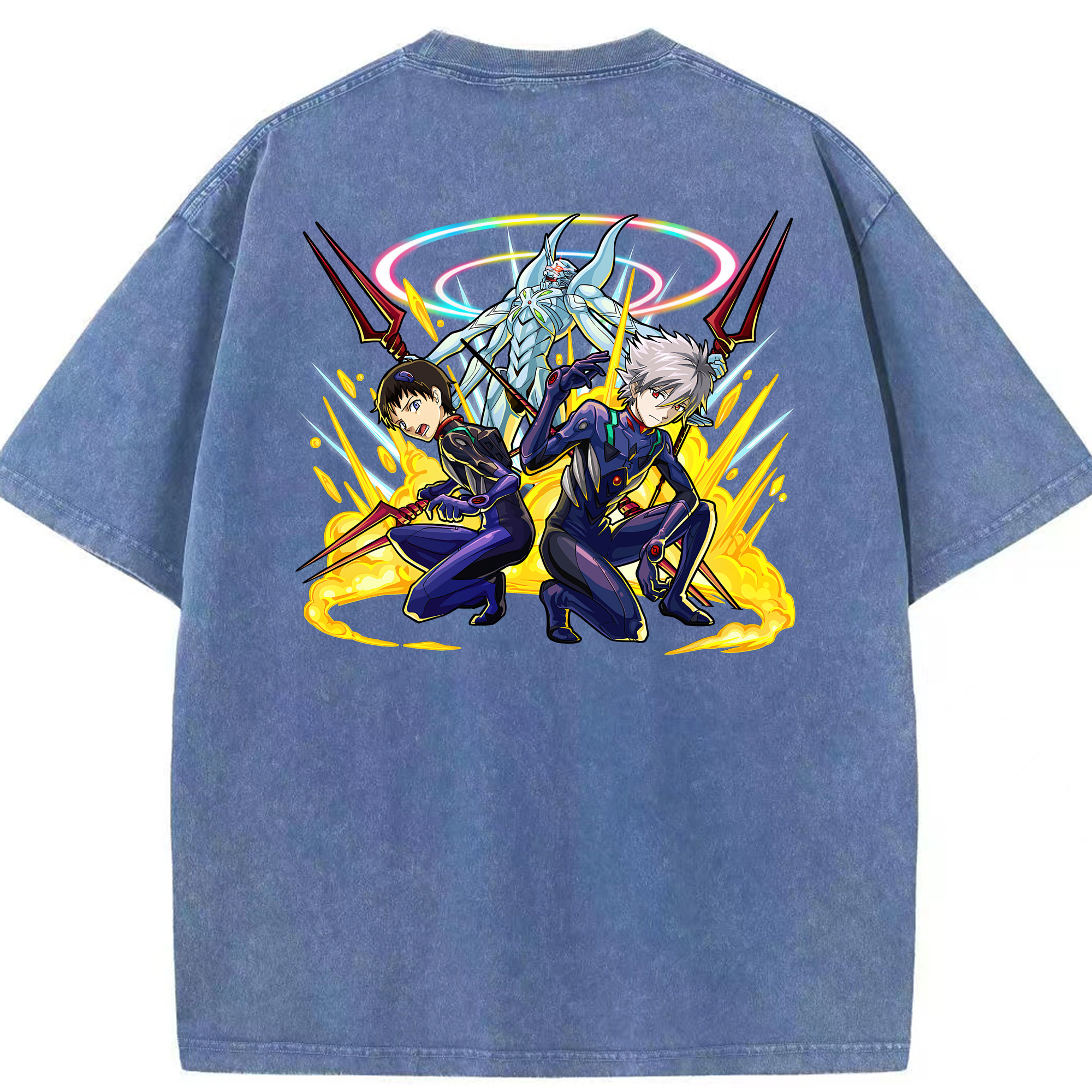 （画像用） EVA 新世紀エヴァンゲリオン 綿100% ヴィンテージ風 半袖Tシャツ（背面プリント）