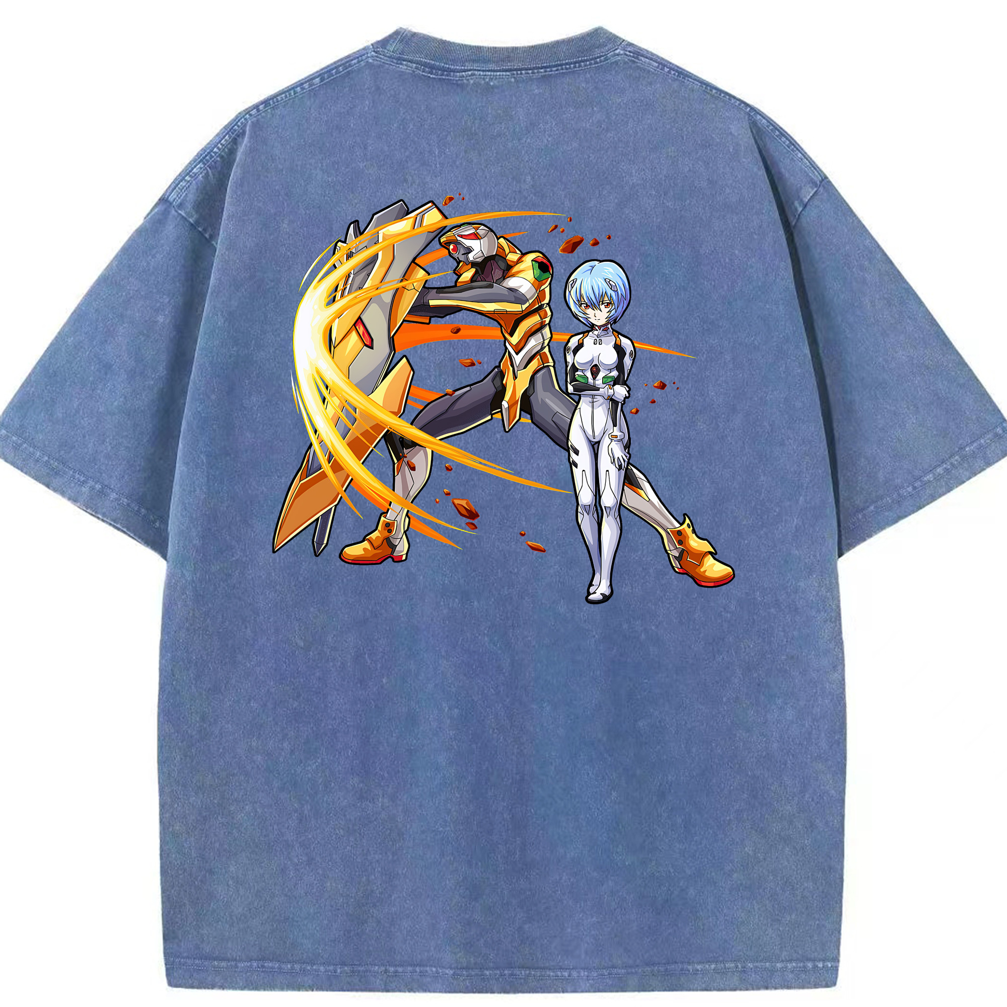 （画像用） EVA 新世紀エヴァンゲリオン 綿100% ヴィンテージ風 半袖Tシャツ（背面プリント）