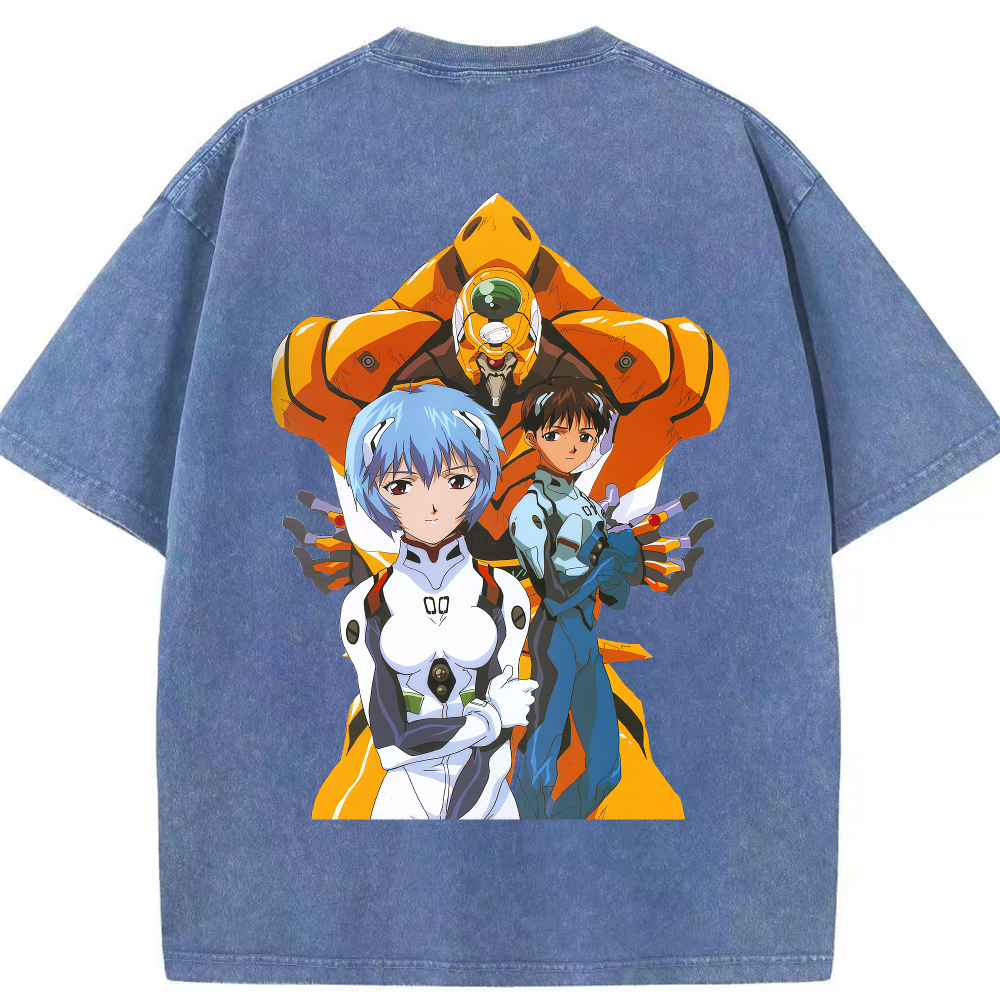 （画像用） EVA 新世紀エヴァンゲリオン 綿100% ヴィンテージ風 半袖Tシャツ（背面プリント）