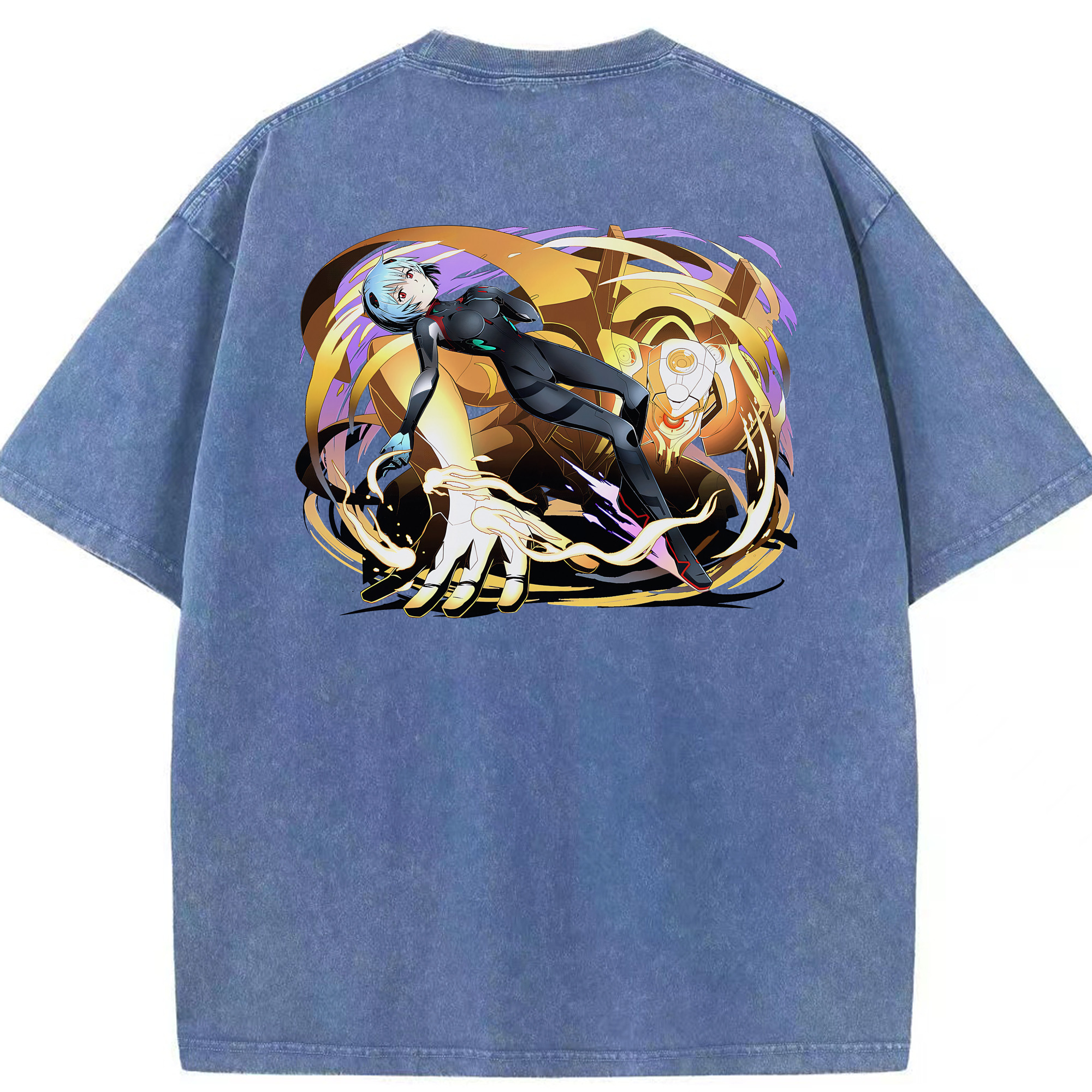 （画像用） EVA 新世紀エヴァンゲリオン 綿100% ヴィンテージ風 半袖Tシャツ（背面プリント）