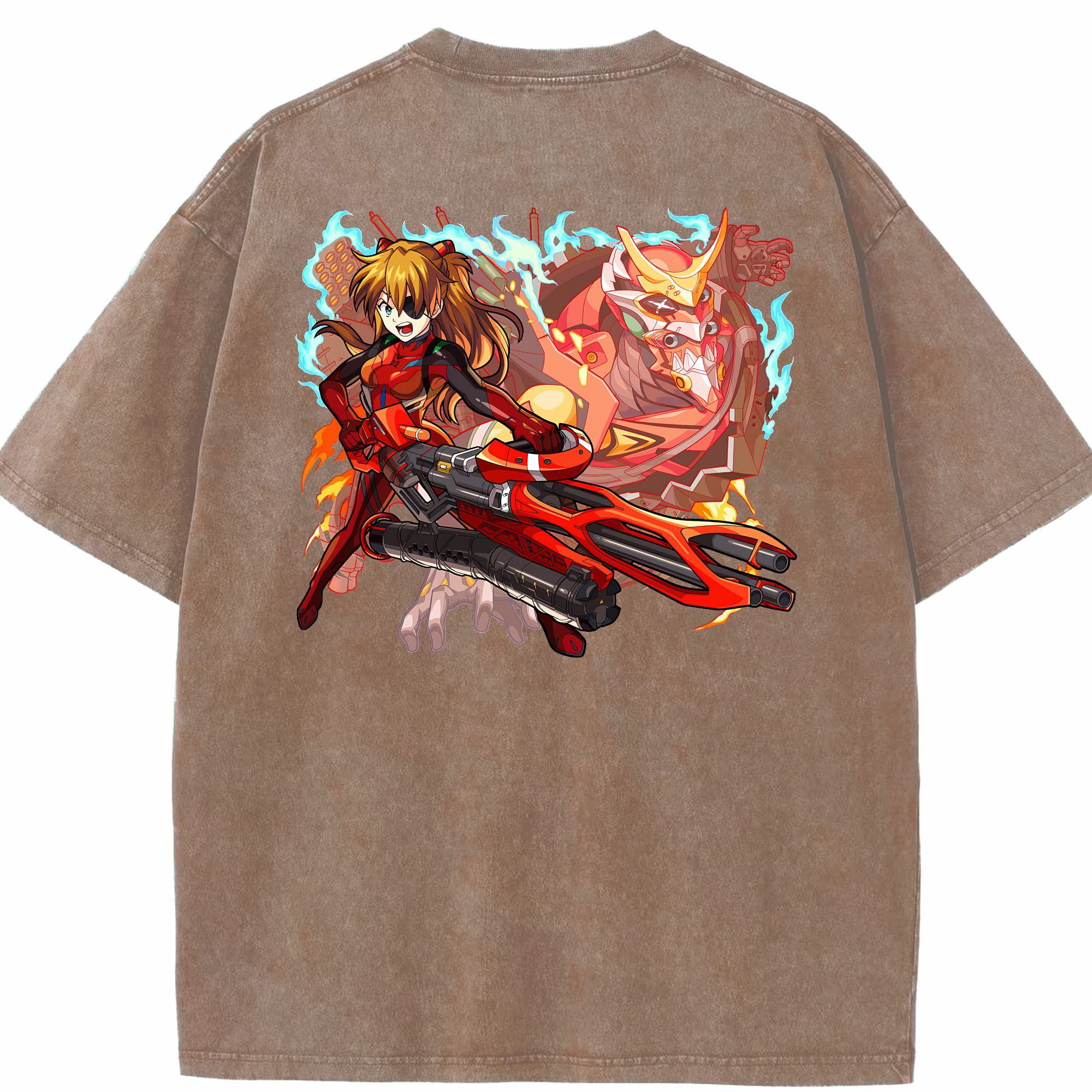 （画像用） EVA 新世紀エヴァンゲリオン 綿100% ヴィンテージ風 半袖Tシャツ（背面プリント）