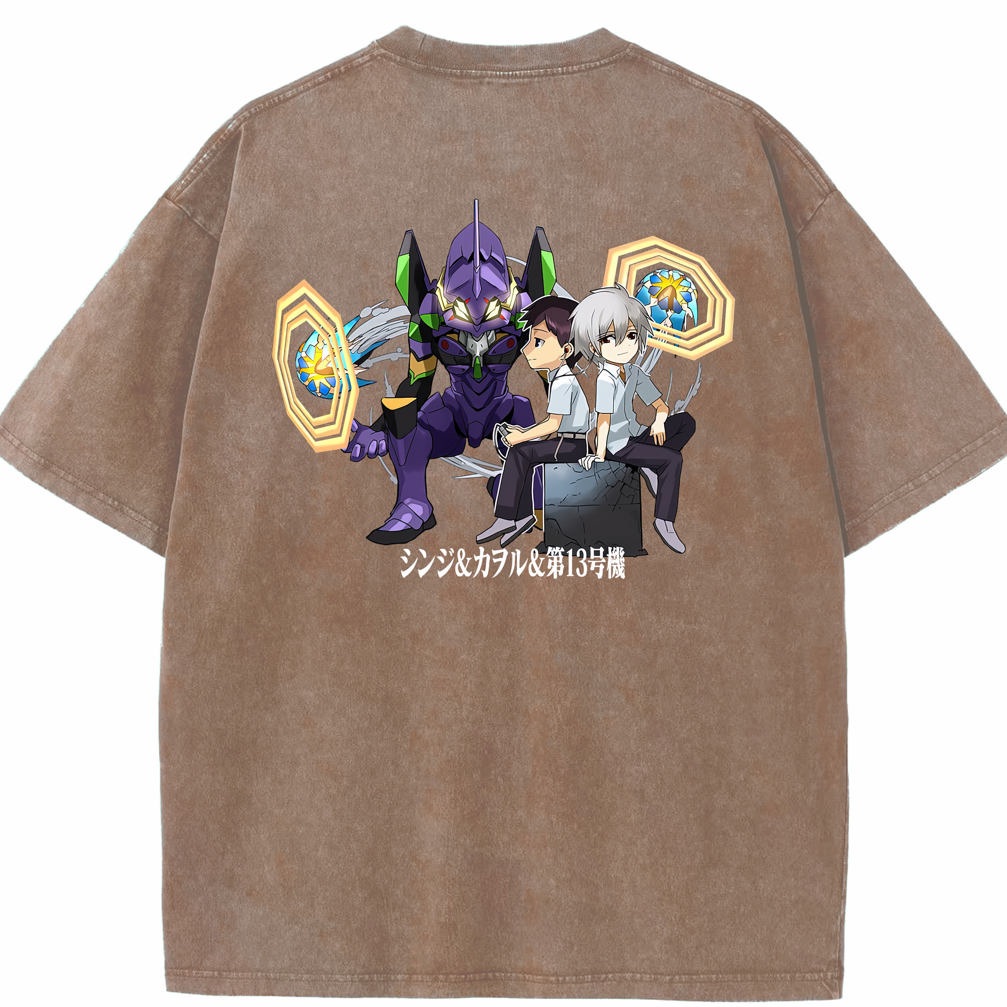 （画像用） EVA 新世紀エヴァンゲリオン 綿100% ヴィンテージ風 半袖Tシャツ（背面プリント）