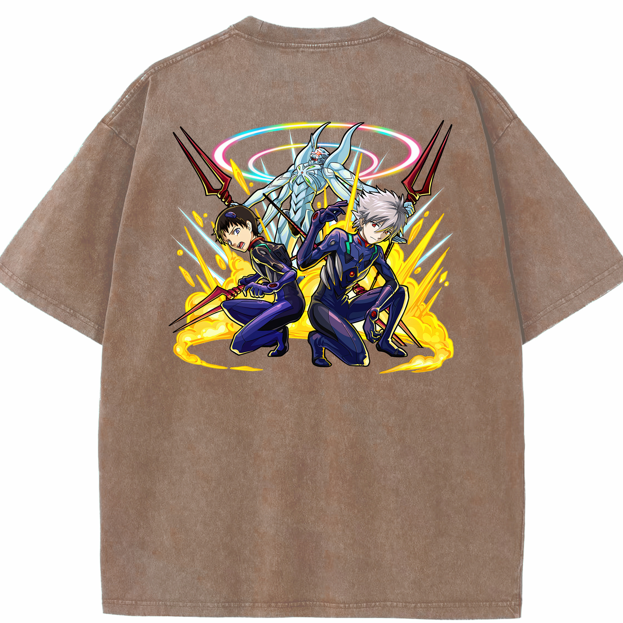 （画像用） EVA 新世紀エヴァンゲリオン 綿100% ヴィンテージ風 半袖Tシャツ（背面プリント）