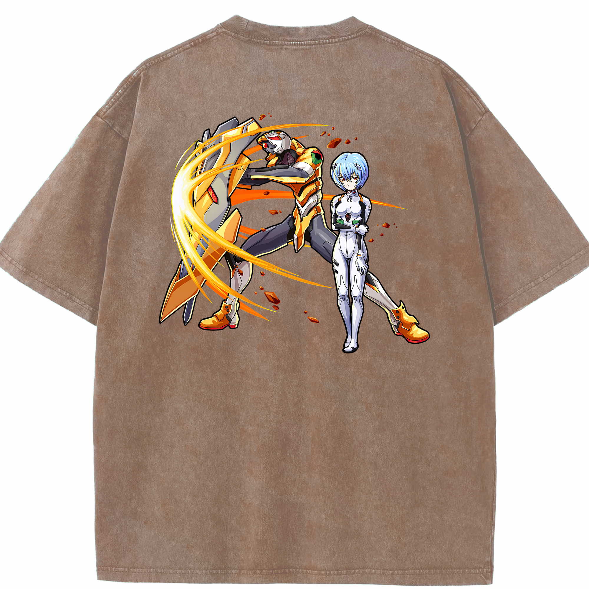 （画像用） EVA 新世紀エヴァンゲリオン 綿100% ヴィンテージ風 半袖Tシャツ（背面プリント）