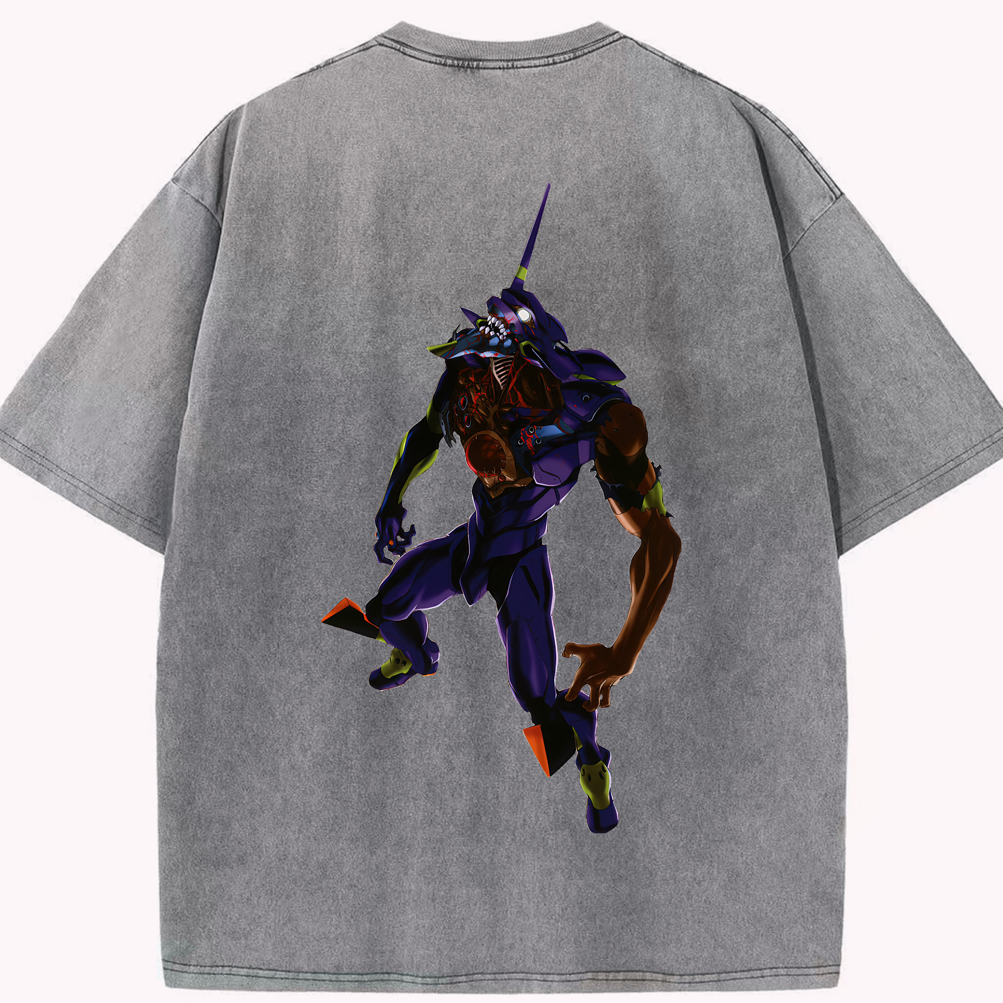 （画像用） EVA 新世紀エヴァンゲリオン 綿100% ヴィンテージ風 半袖Tシャツ（背面プリント）