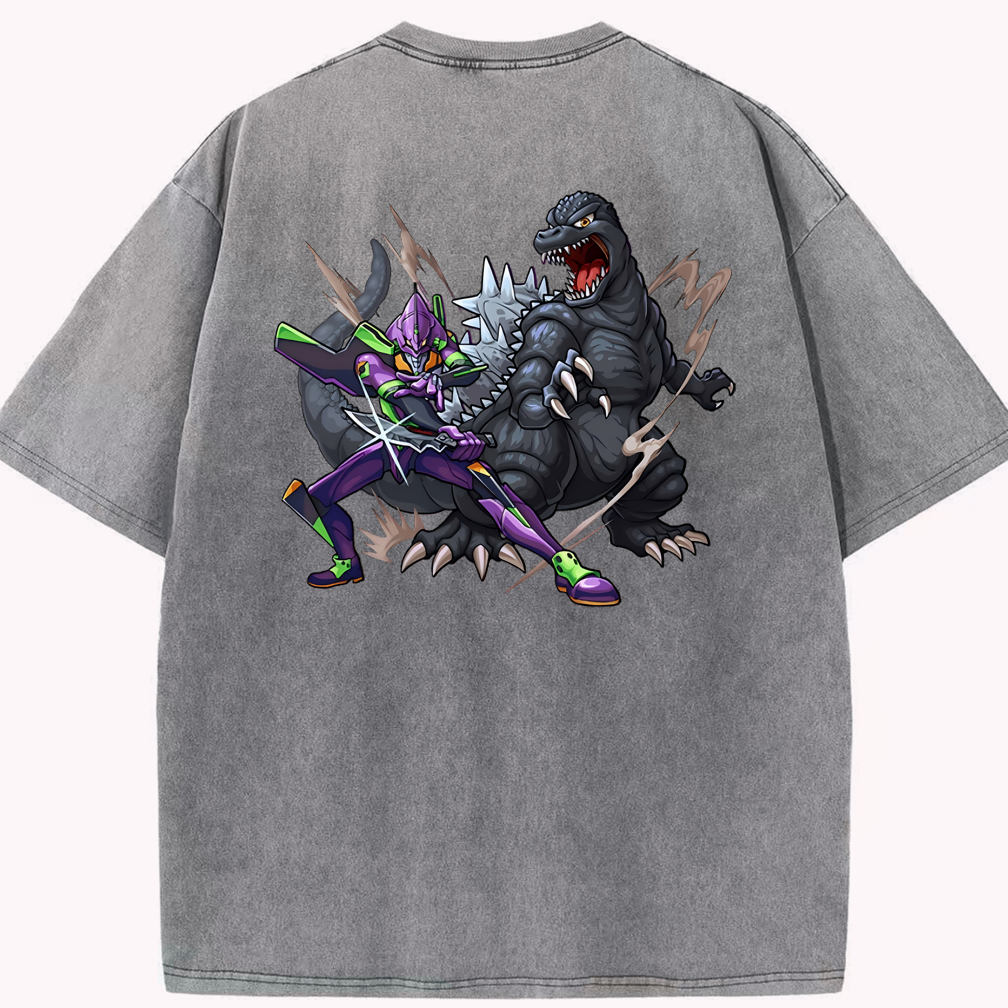 （画像用） EVA 新世紀エヴァンゲリオン 綿100% ヴィンテージ風 半袖Tシャツ（背面プリント）