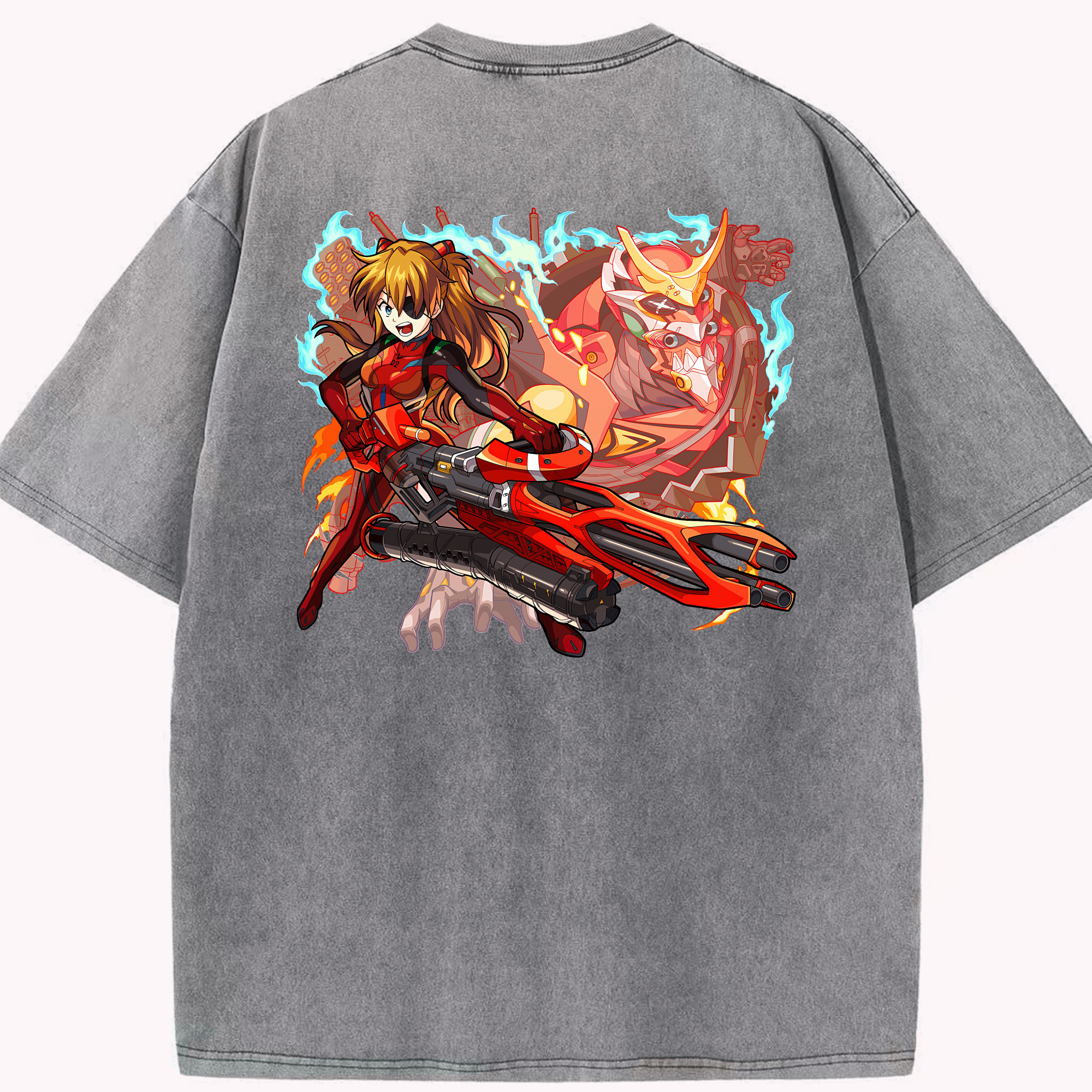 （画像用） EVA 新世紀エヴァンゲリオン 綿100% ヴィンテージ風 半袖Tシャツ（背面プリント）