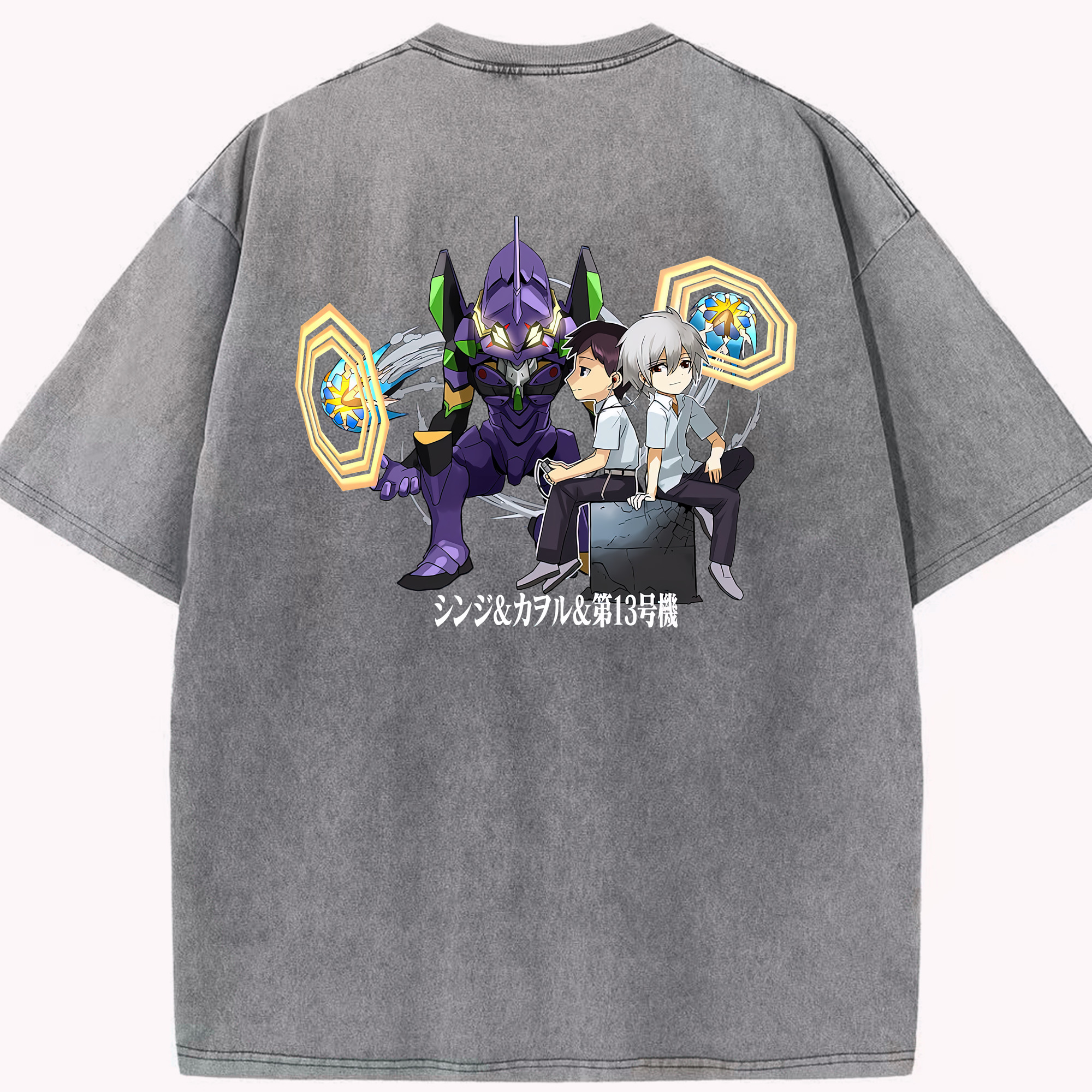 （画像用） EVA 新世紀エヴァンゲリオン 綿100% ヴィンテージ風 半袖Tシャツ（背面プリント）