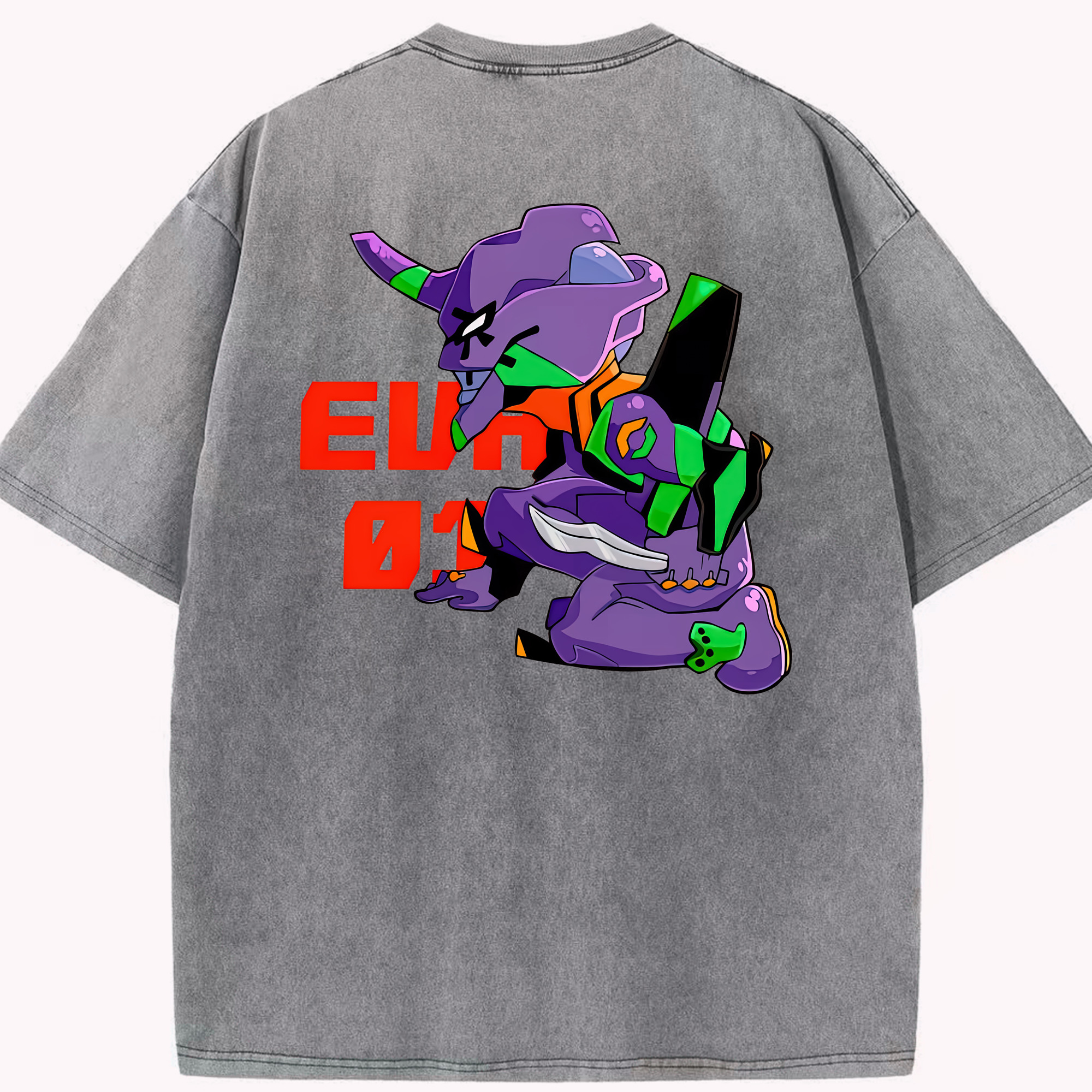 （画像用） EVA 新世紀エヴァンゲリオン 綿100% ヴィンテージ風 半袖Tシャツ（背面プリント）