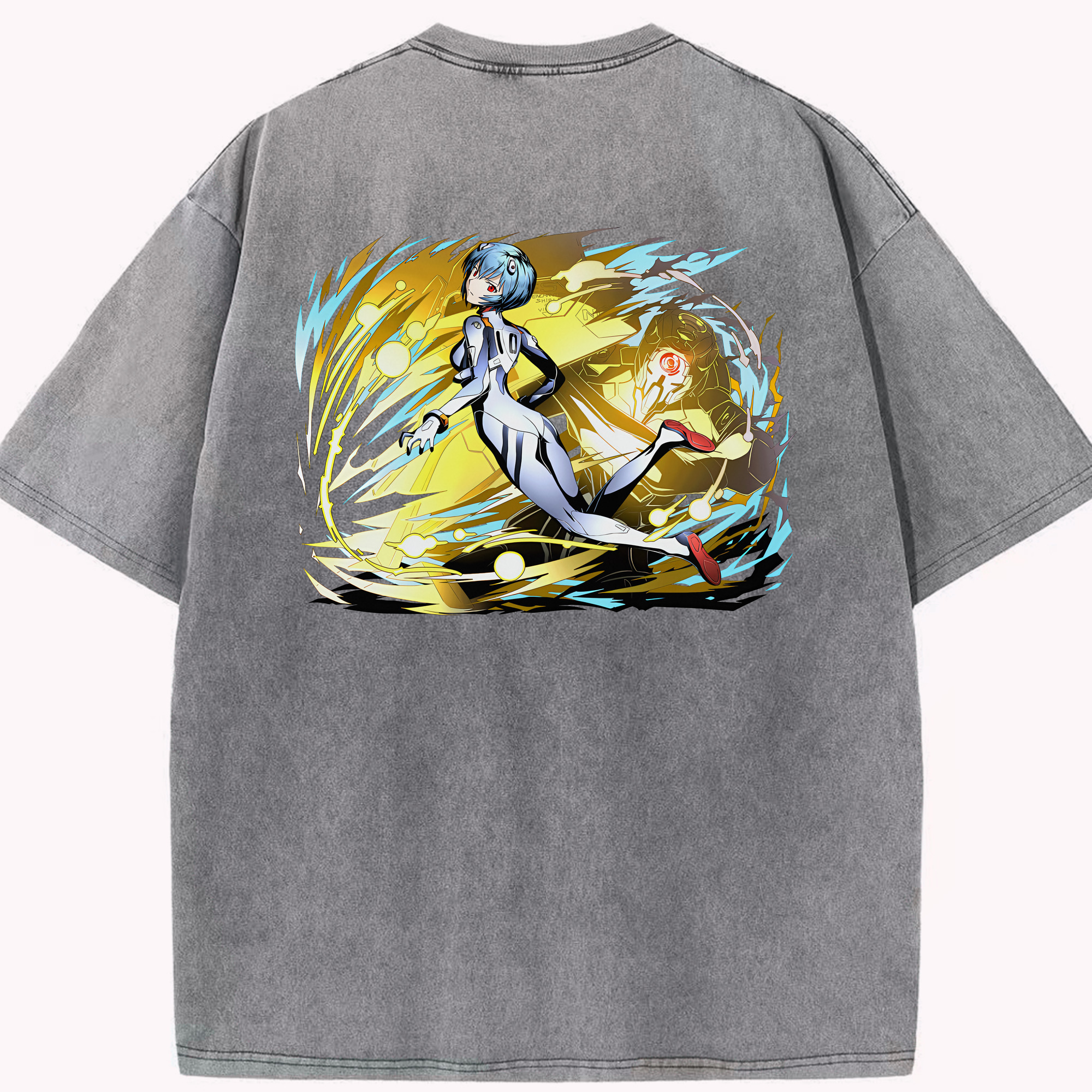 （画像用） EVA 新世紀エヴァンゲリオン 綿100% ヴィンテージ風 半袖Tシャツ（背面プリント）