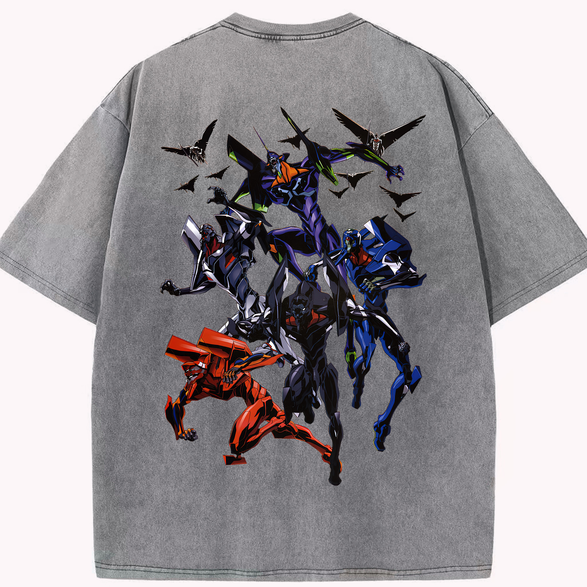 （画像用） EVA 新世紀エヴァンゲリオン 綿100% ヴィンテージ風 半袖Tシャツ（背面プリント）