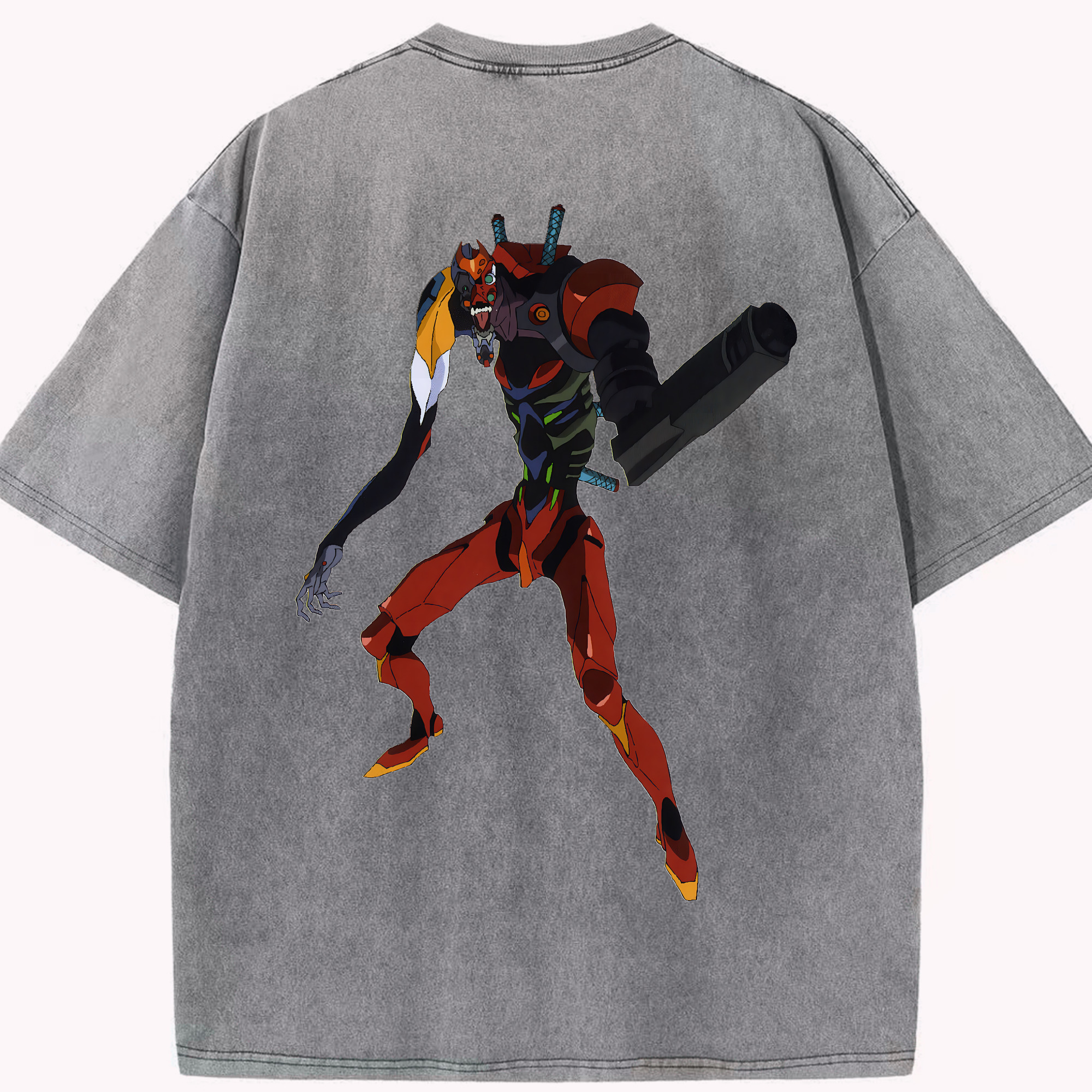（画像用） EVA 新世紀エヴァンゲリオン 綿100% ヴィンテージ風 半袖Tシャツ（背面プリント）