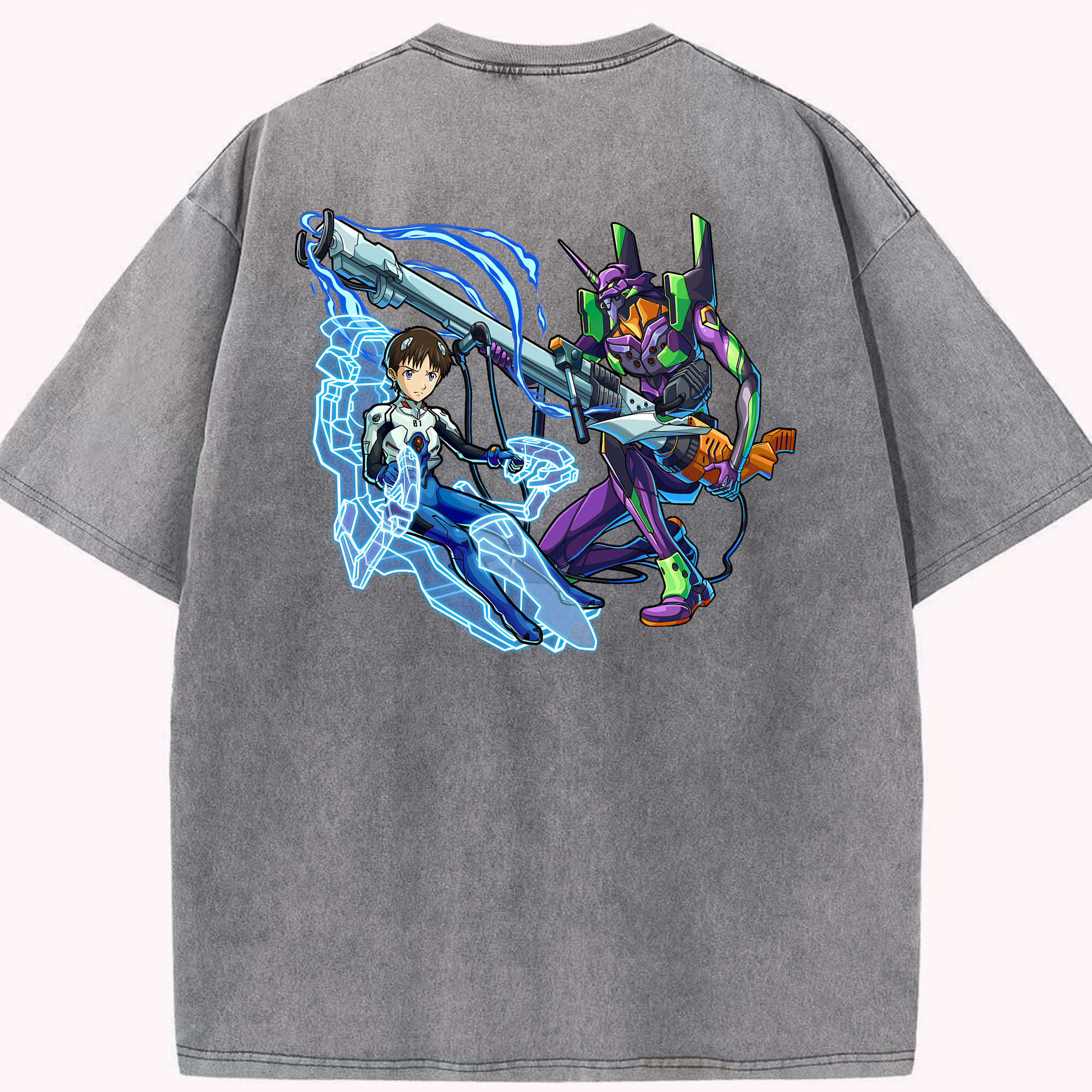（画像用） EVA 新世紀エヴァンゲリオン 綿100% ヴィンテージ風 半袖Tシャツ（背面プリント）