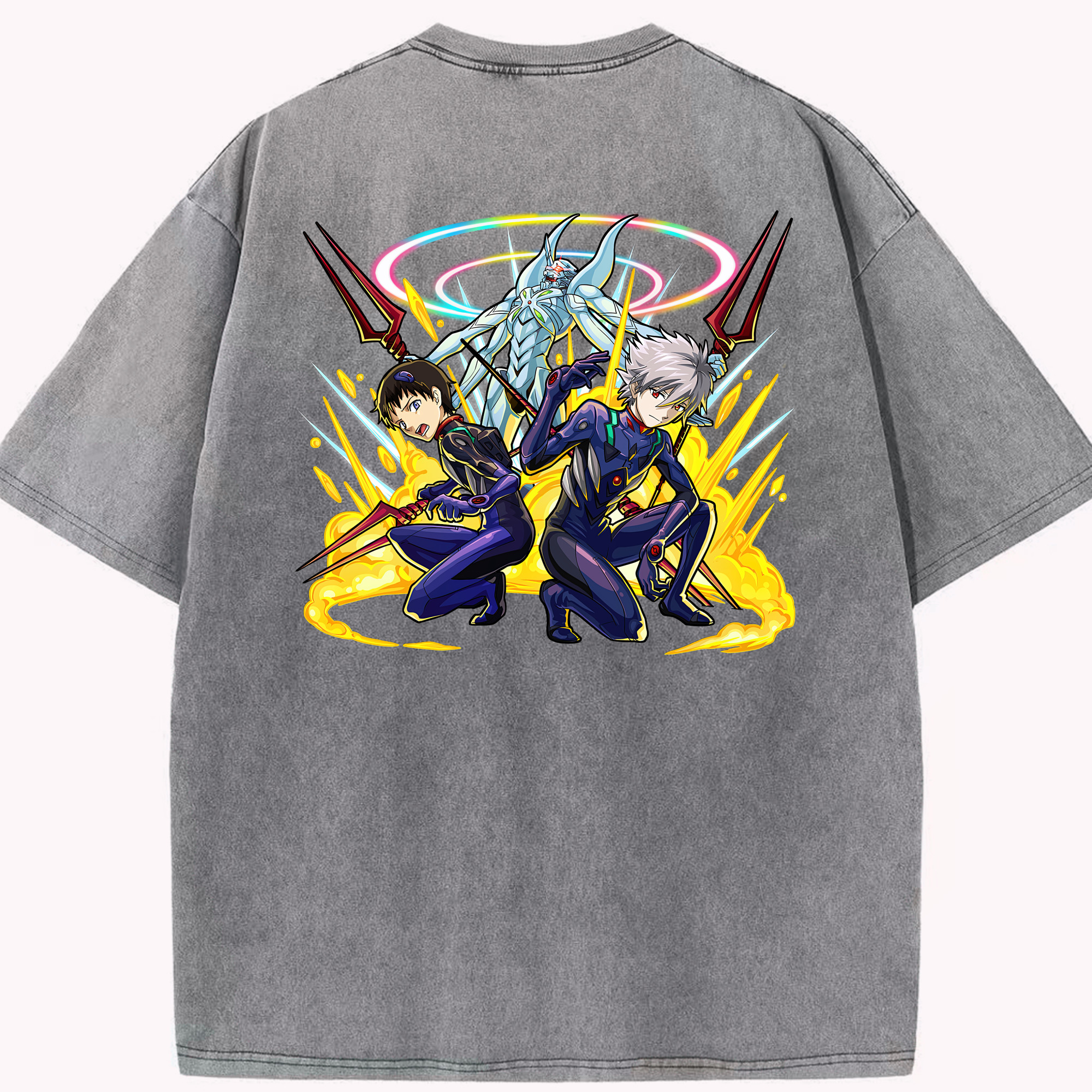 （画像用） EVA 新世紀エヴァンゲリオン 綿100% ヴィンテージ風 半袖Tシャツ（背面プリント）