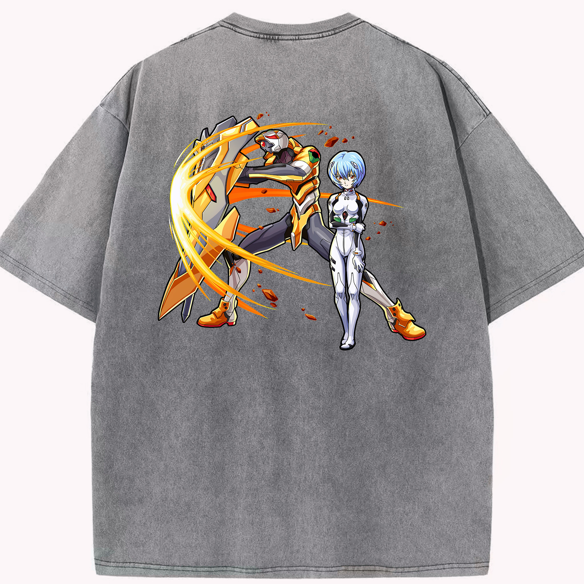 （画像用） EVA 新世紀エヴァンゲリオン 綿100% ヴィンテージ風 半袖Tシャツ（背面プリント）