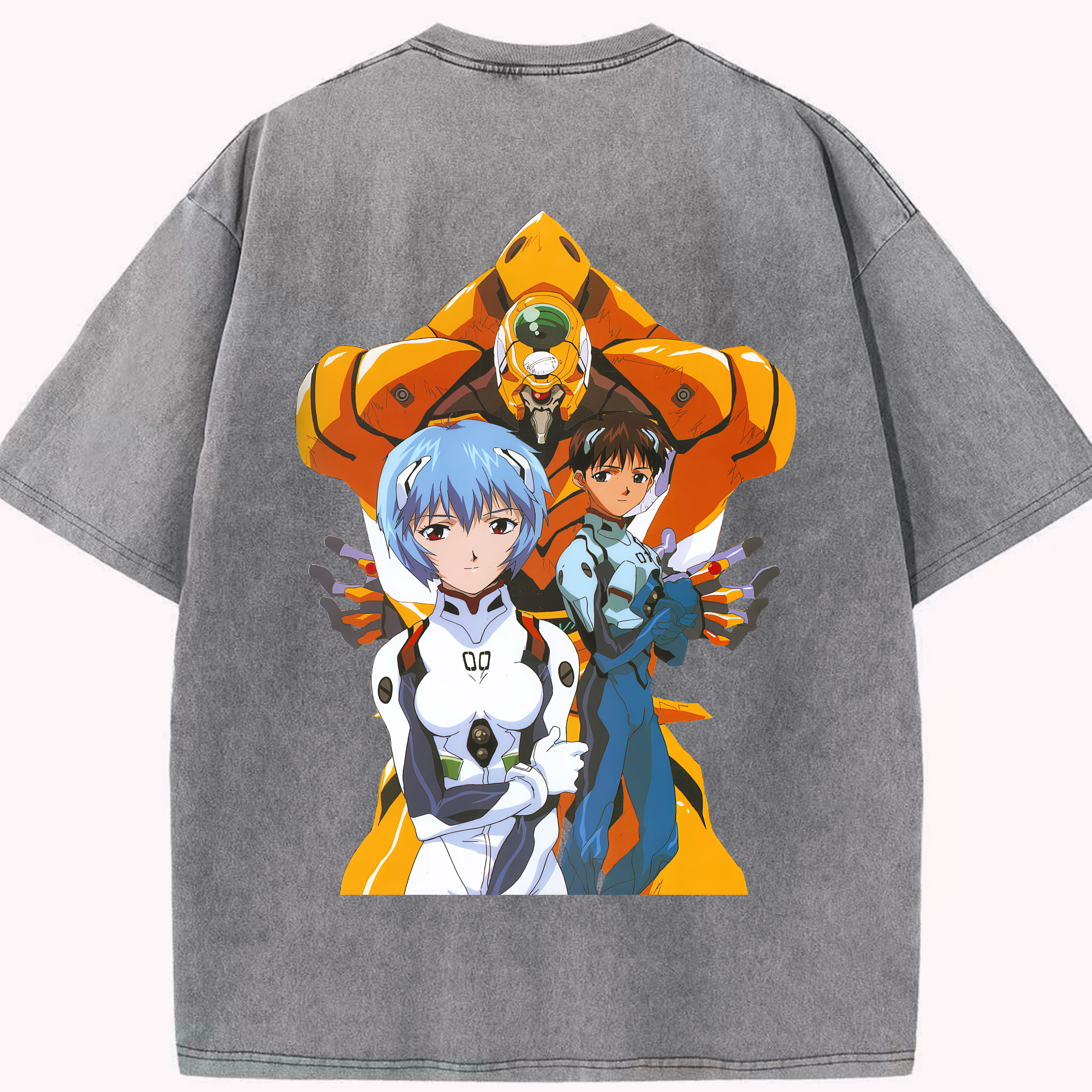 （画像用） EVA 新世紀エヴァンゲリオン 綿100% ヴィンテージ風 半袖Tシャツ（背面プリント）