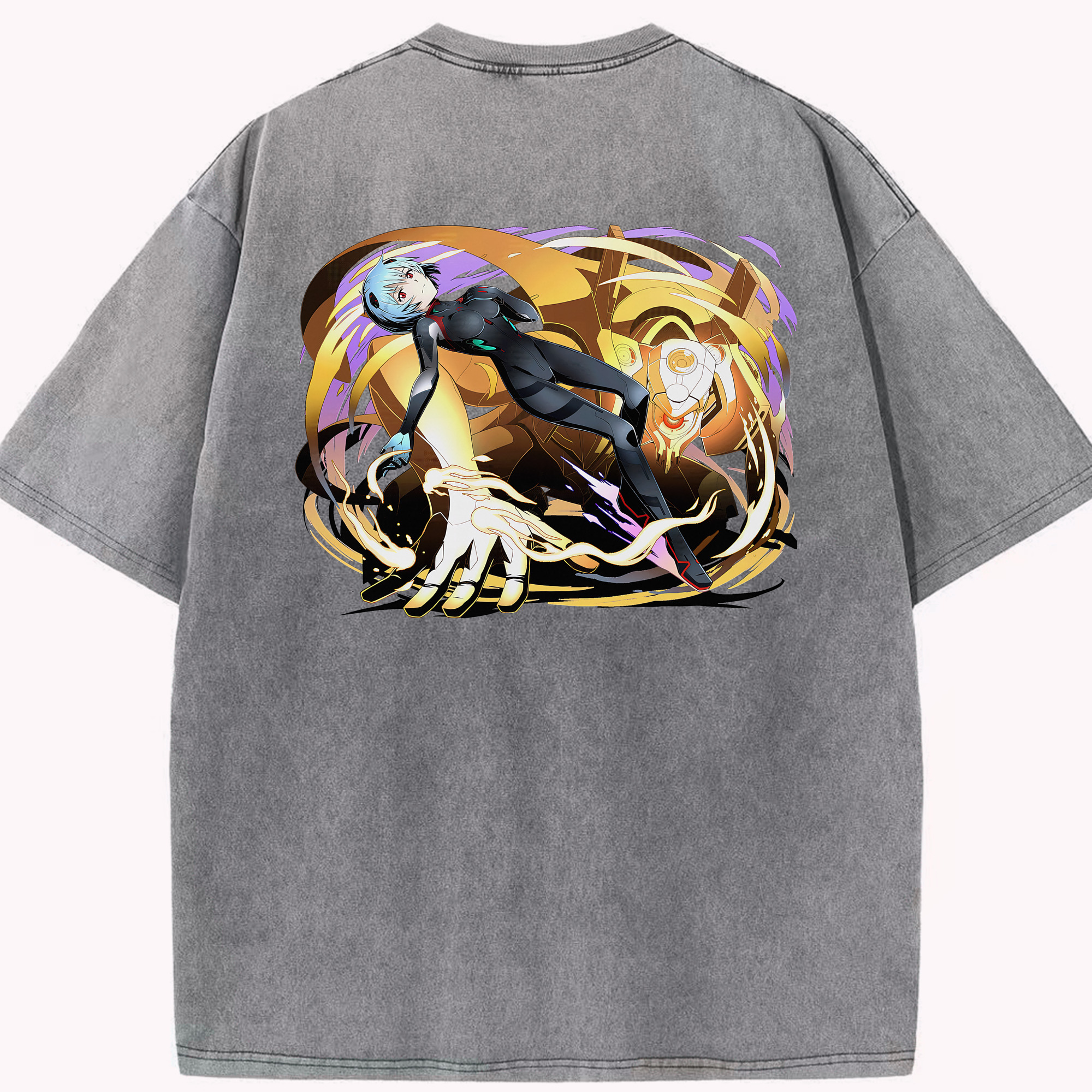 （画像用） EVA 新世紀エヴァンゲリオン 綿100% ヴィンテージ風 半袖Tシャツ（背面プリント）