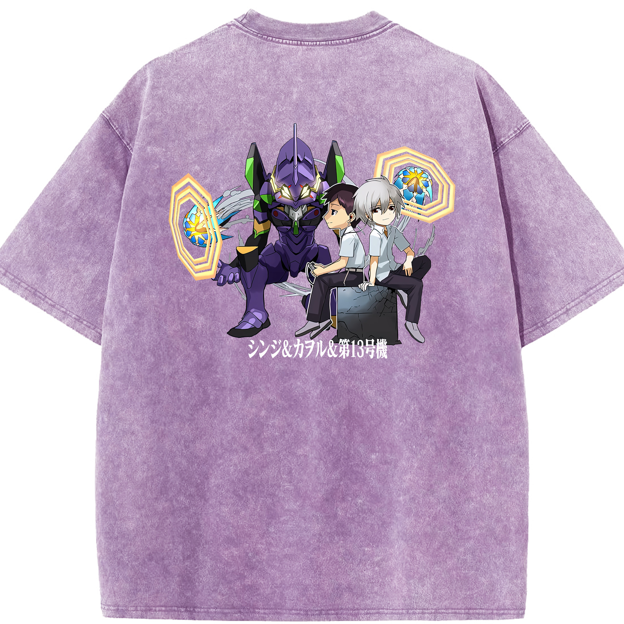 （画像用） EVA 新世紀エヴァンゲリオン 綿100% ヴィンテージ風 半袖Tシャツ（背面プリント）