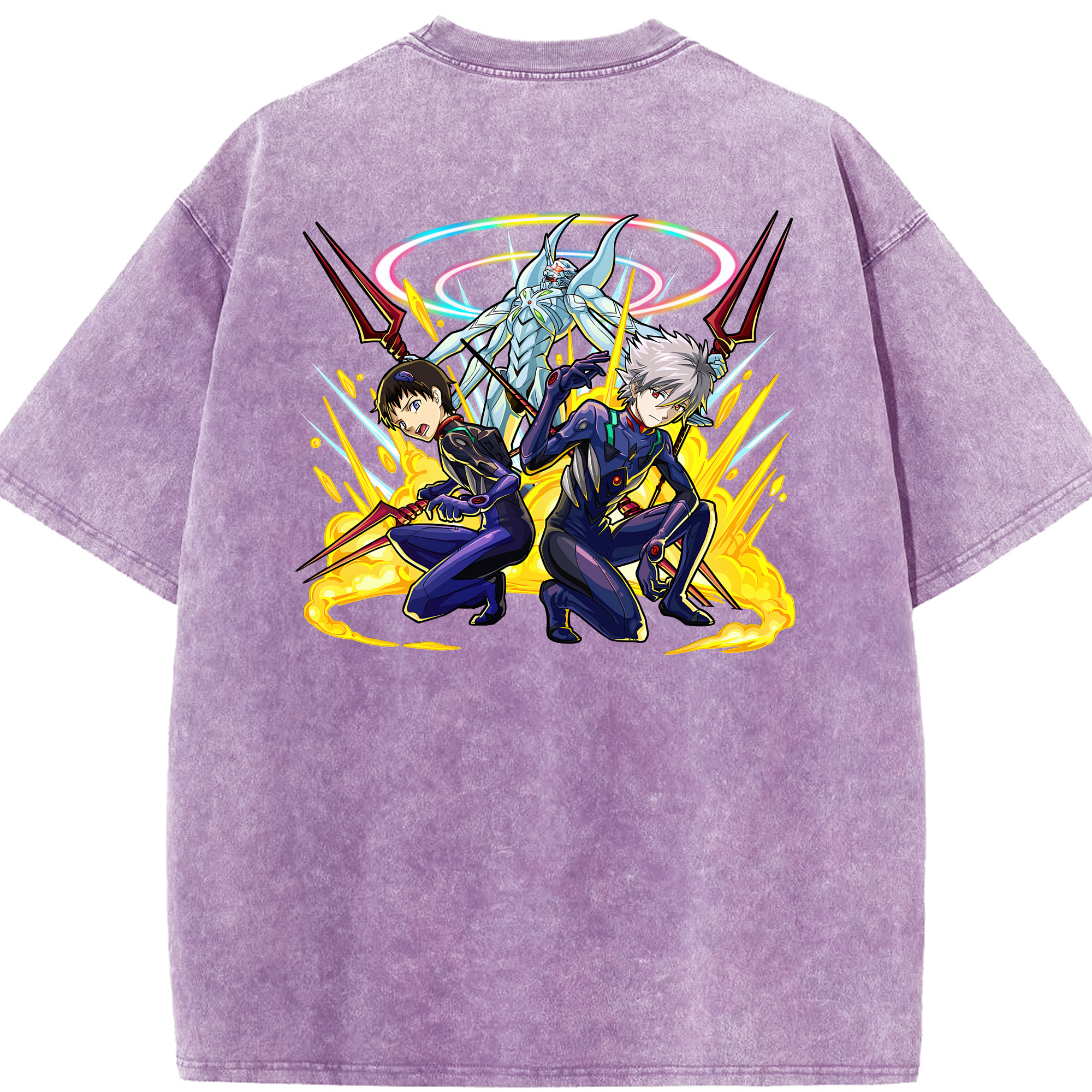 （画像用） EVA 新世紀エヴァンゲリオン 綿100% ヴィンテージ風 半袖Tシャツ（背面プリント）