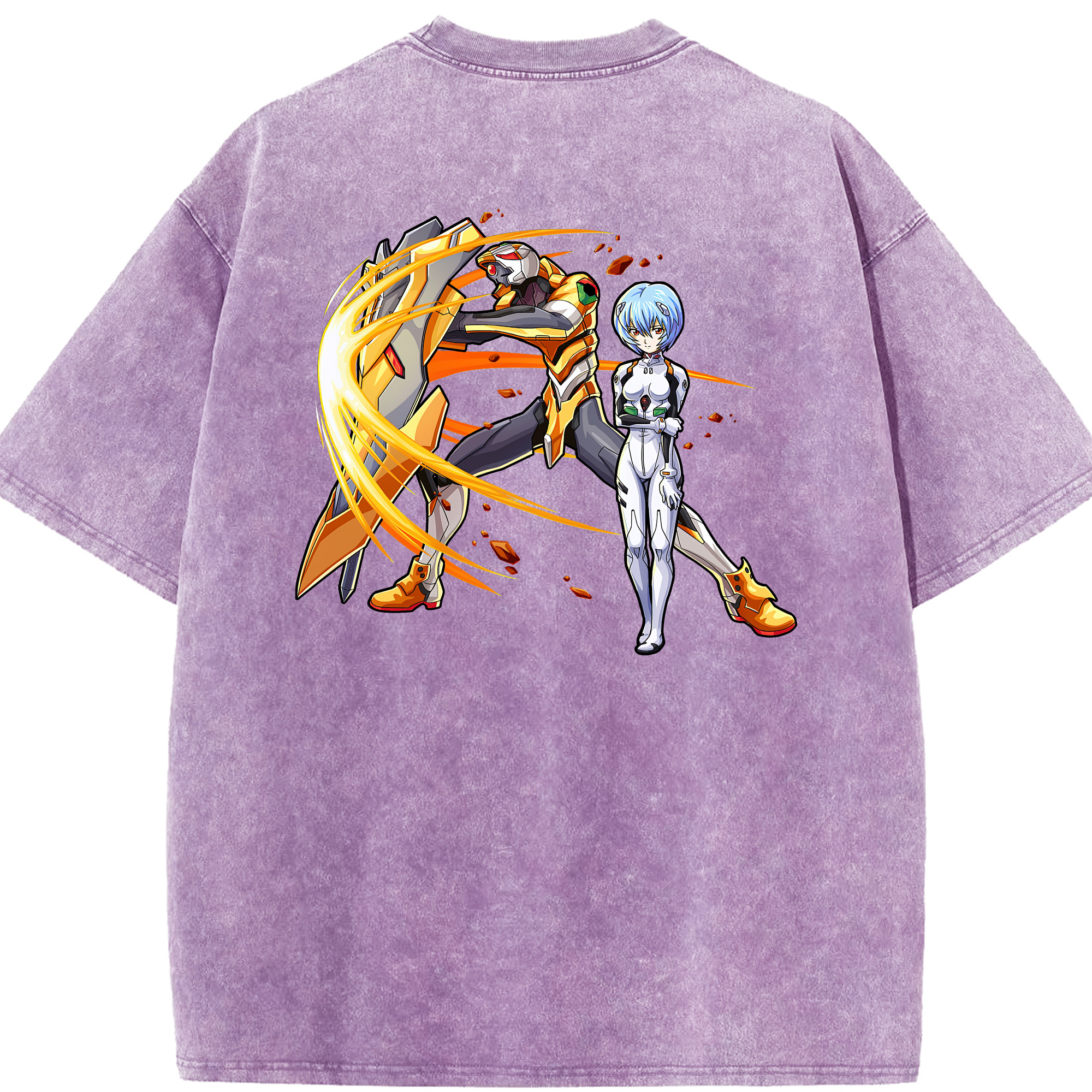 （画像用） EVA 新世紀エヴァンゲリオン 綿100% ヴィンテージ風 半袖Tシャツ（背面プリント）