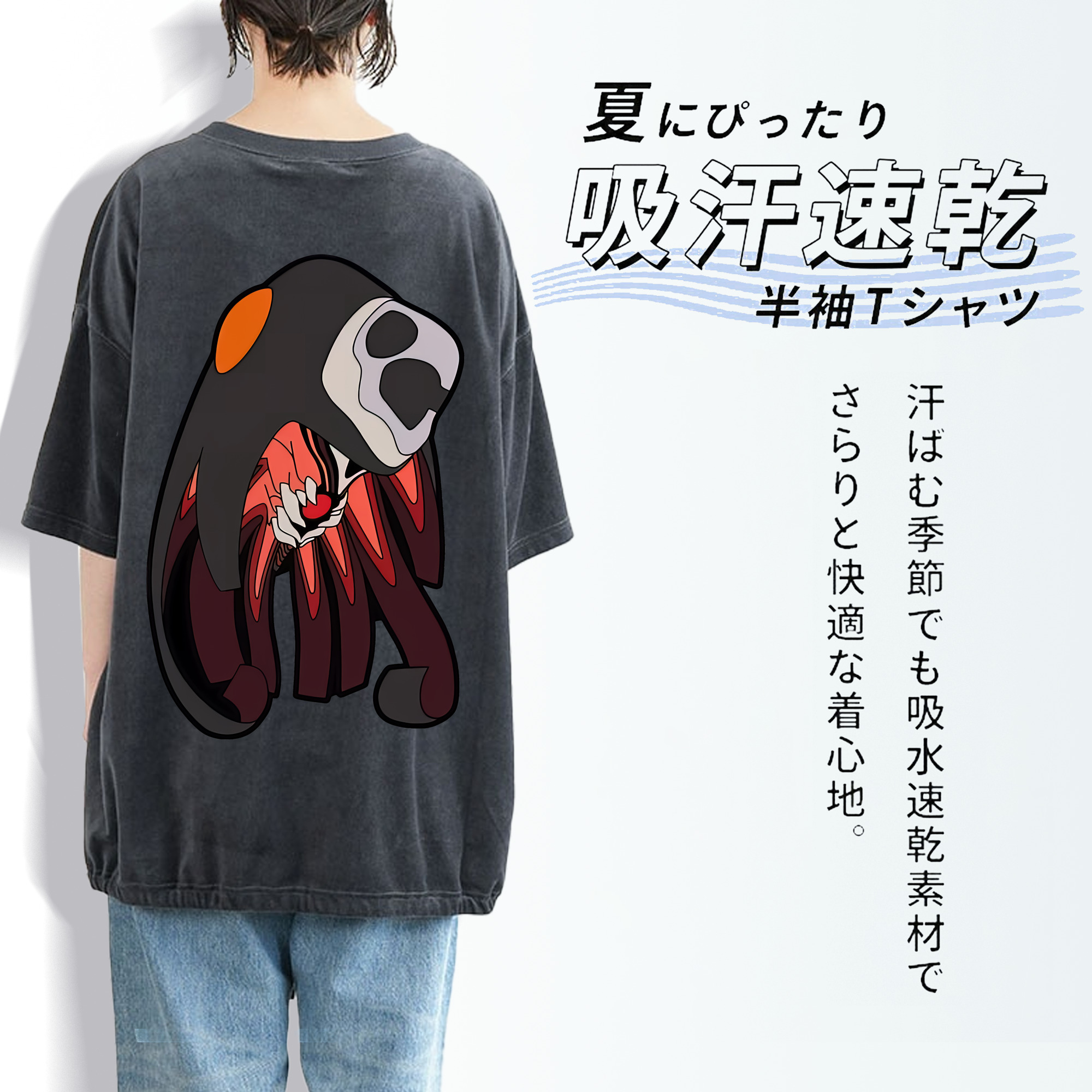 EVA 新世紀エヴァンゲリオン 綿100% ヴィンテージ風 半袖Tシャツ（背面プリント）