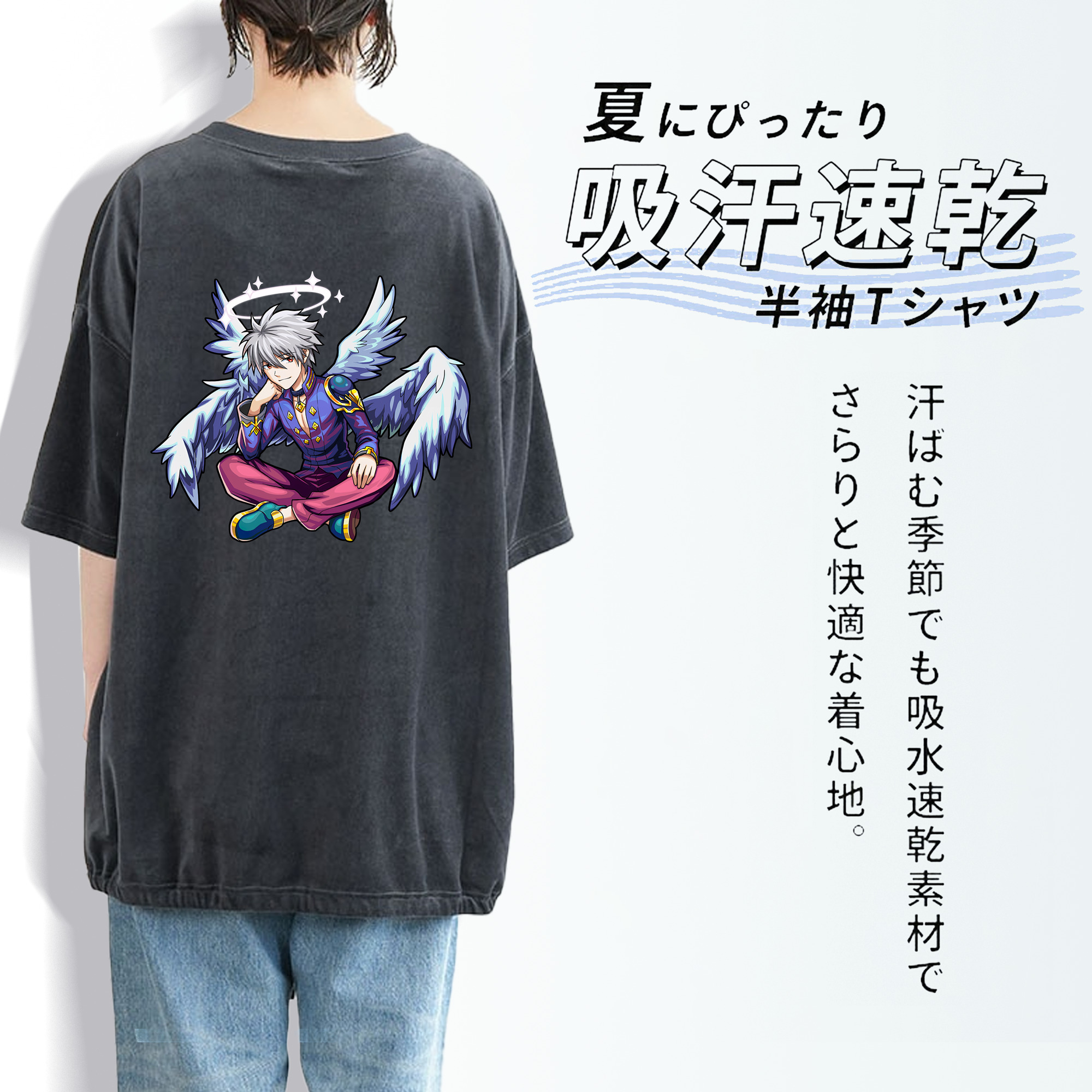 EVA 新世紀エヴァンゲリオン 綿100% ヴィンテージ風 半袖Tシャツ（背面プリント）