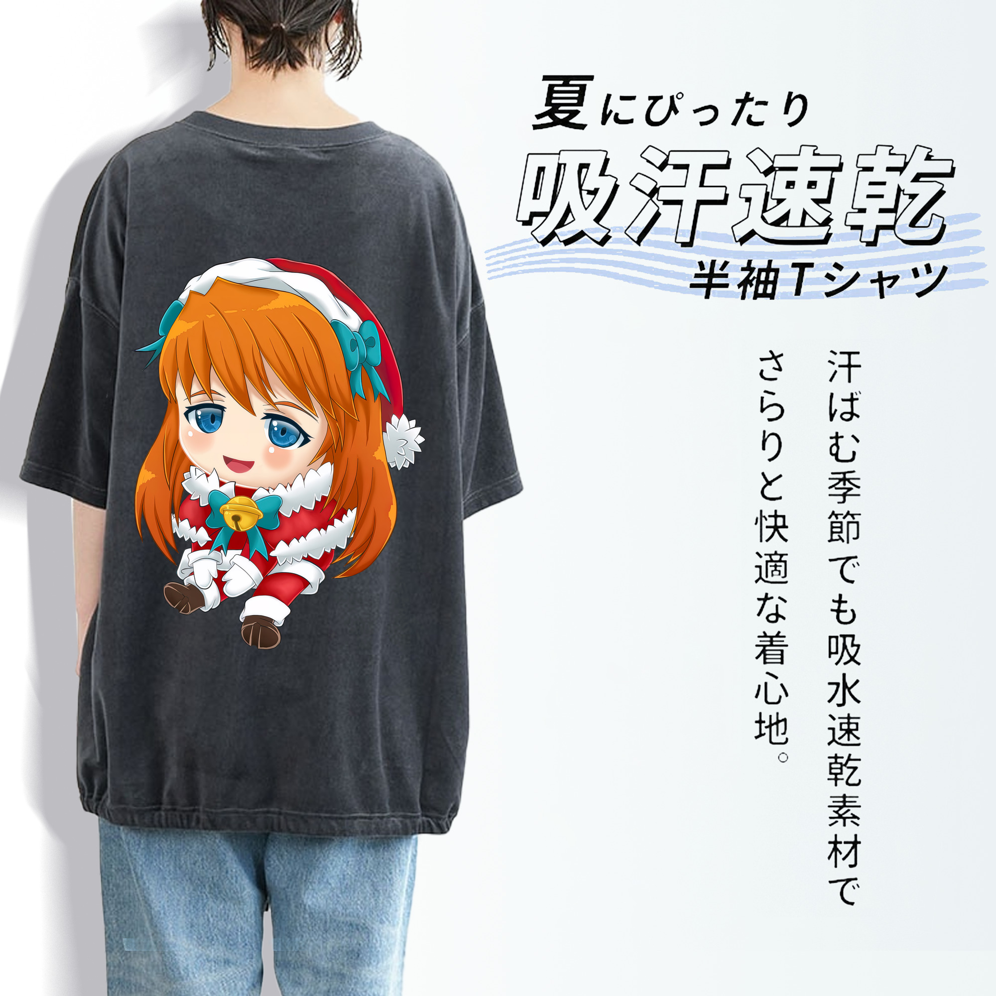 EVA 新世紀エヴァンゲリオン 綿100% ヴィンテージ風 半袖Tシャツ（背面プリント）