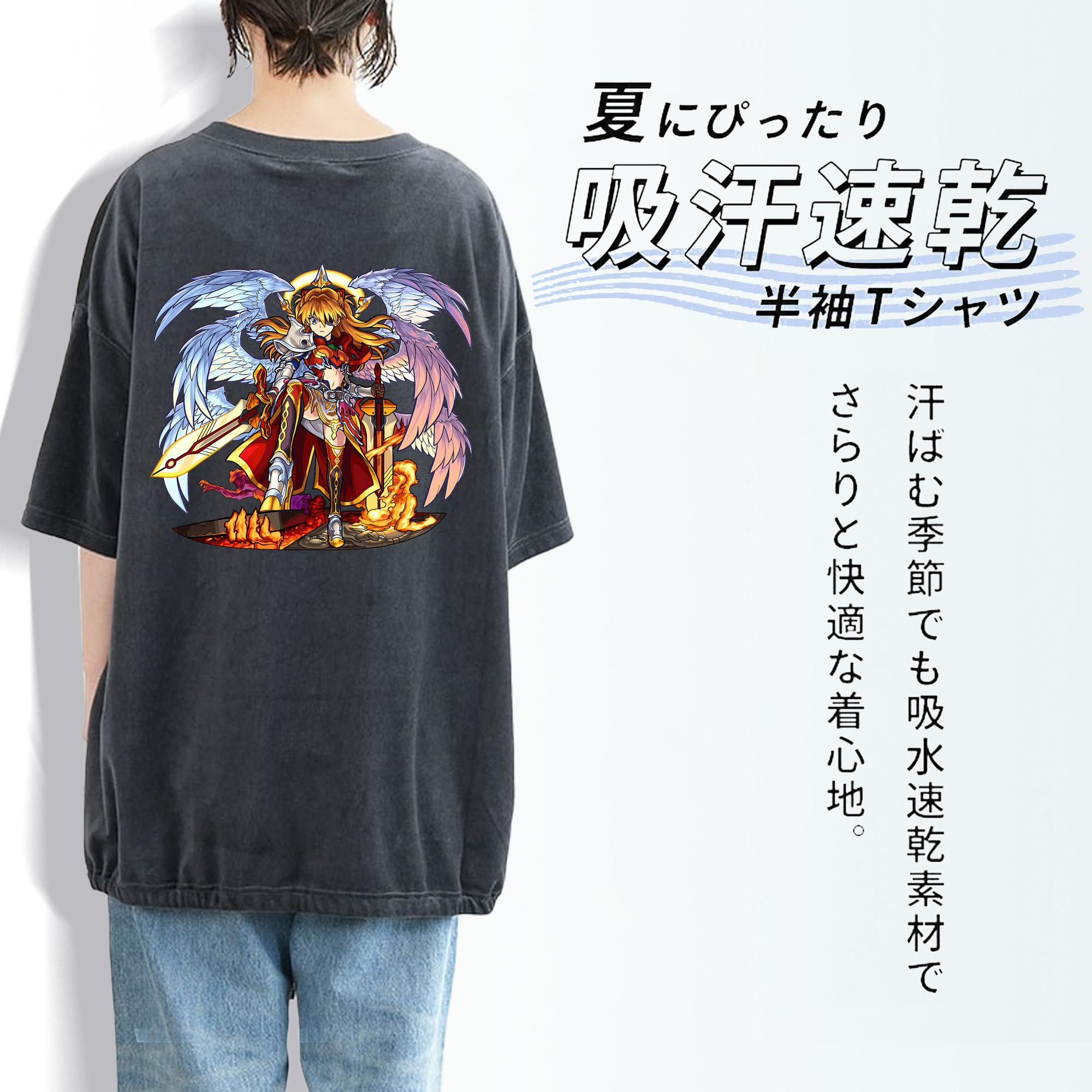 EVA 新世紀エヴァンゲリオン 綿100% ヴィンテージ風 半袖Tシャツ（背面プリント）