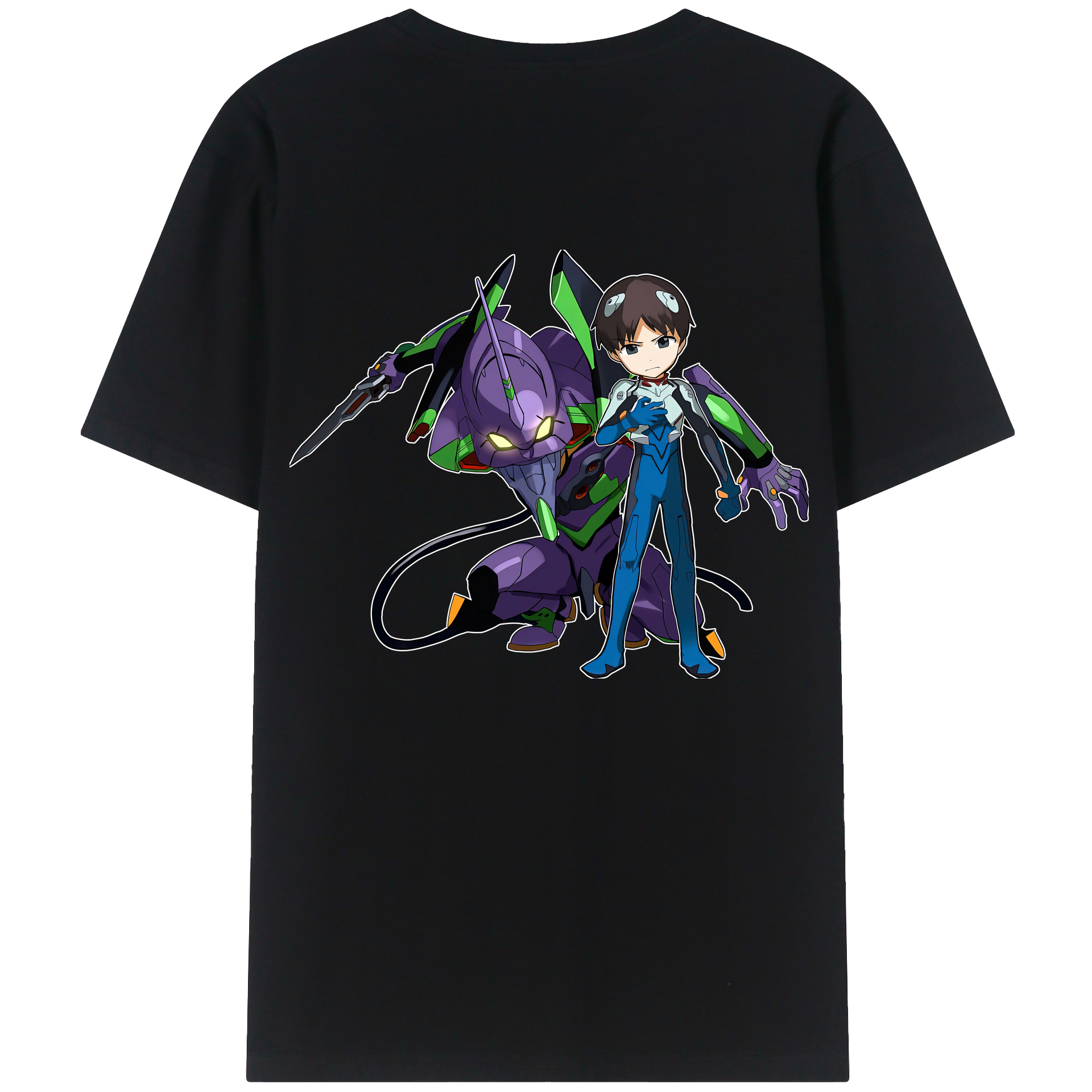 （画像用） EVA 新世紀エヴァンゲリオン 綿100％ メンズ半袖Tシャツ（バックプリント） 通気性