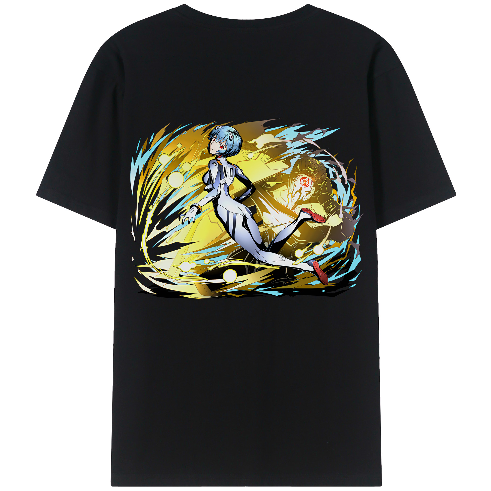（画像用） EVA 新世紀エヴァンゲリオン 綿100％ メンズ半袖Tシャツ（バックプリント） 通気性