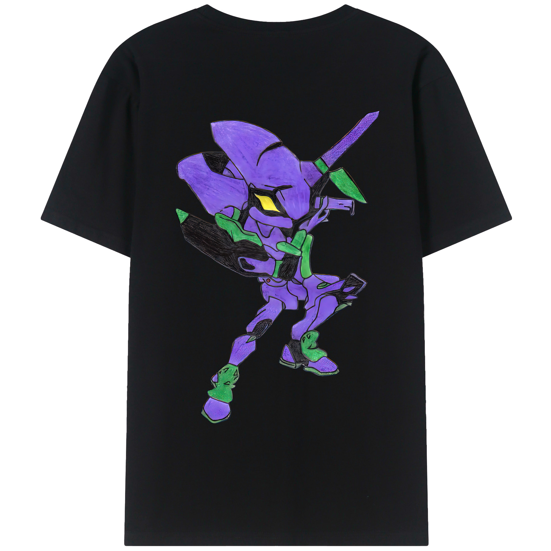 （画像用） EVA 新世紀エヴァンゲリオン 綿100％ メンズ半袖Tシャツ（バックプリント） 通気性