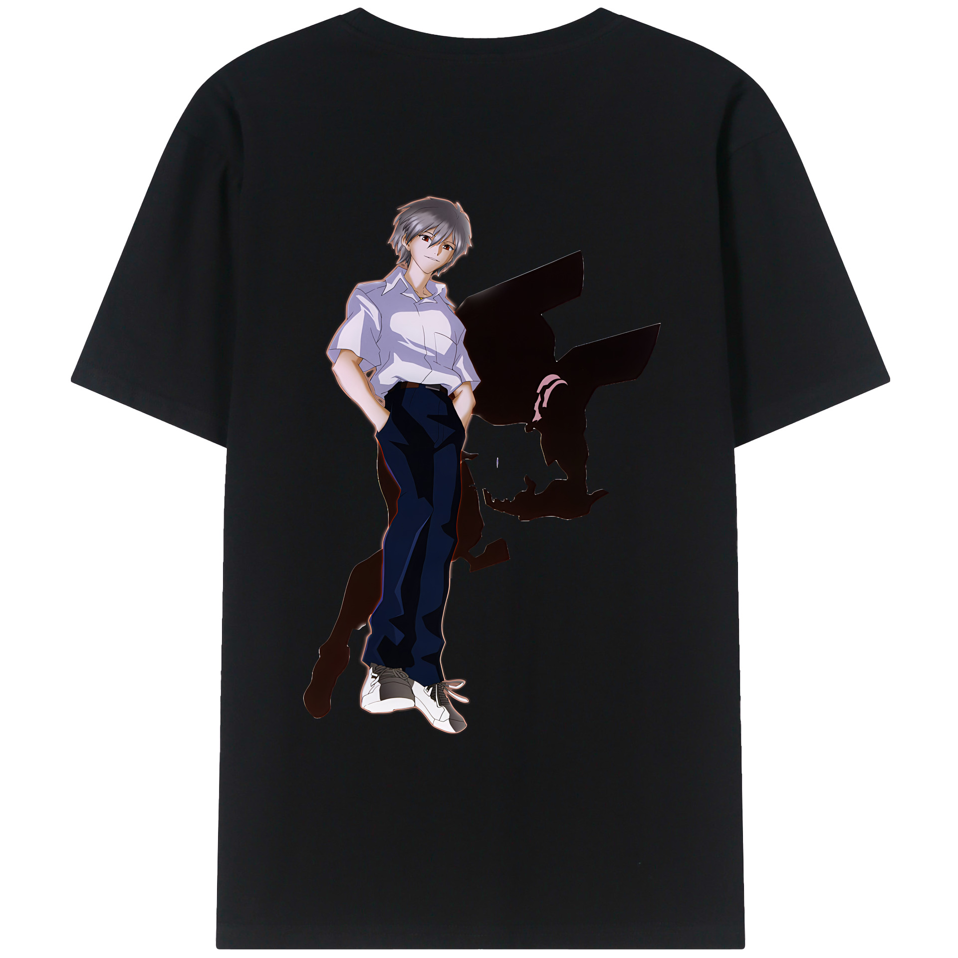 （画像用） EVA 新世紀エヴァンゲリオン 綿100％ メンズ半袖Tシャツ（バックプリント） 通気性