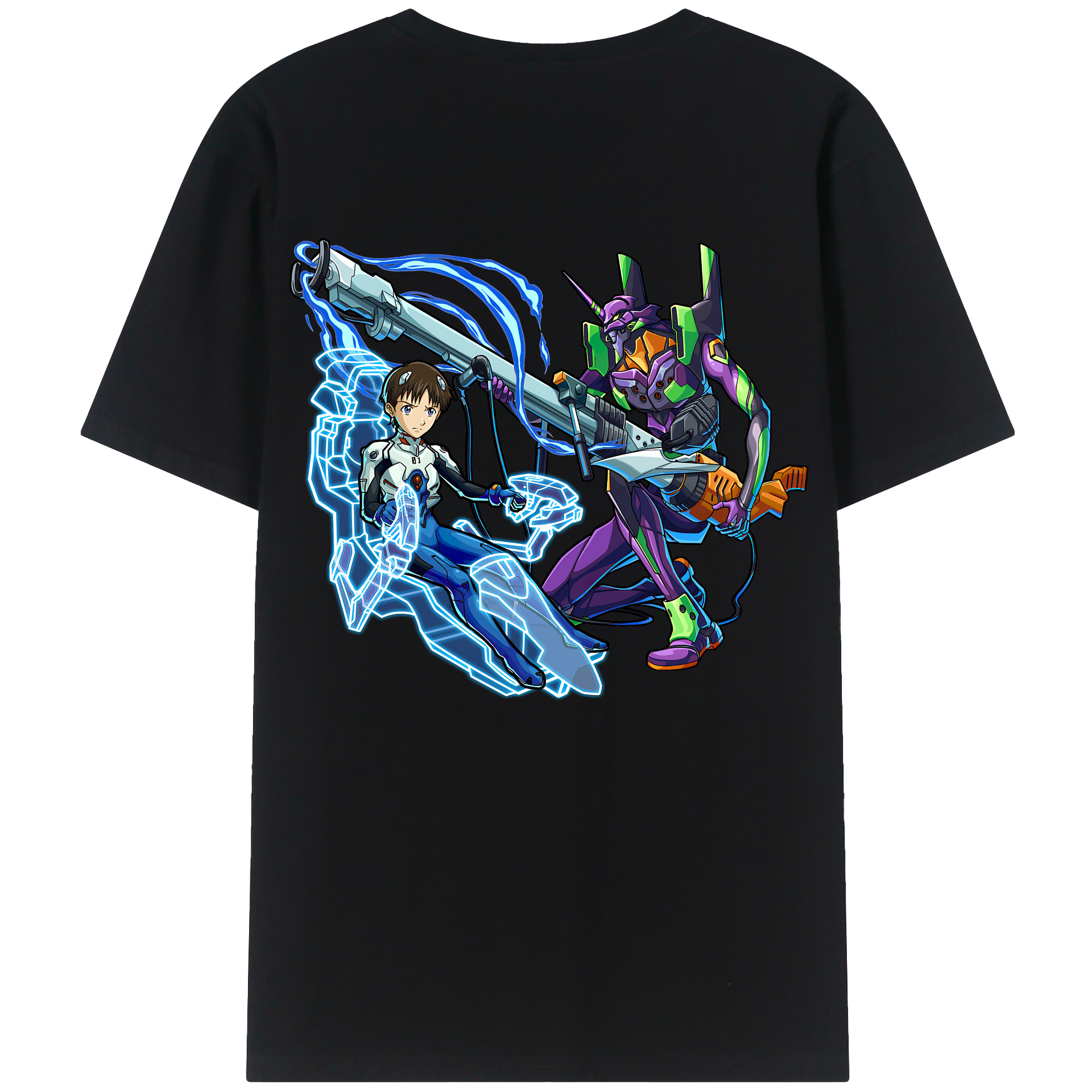 （画像用） EVA 新世紀エヴァンゲリオン 綿100％ メンズ半袖Tシャツ（バックプリント） 通気性