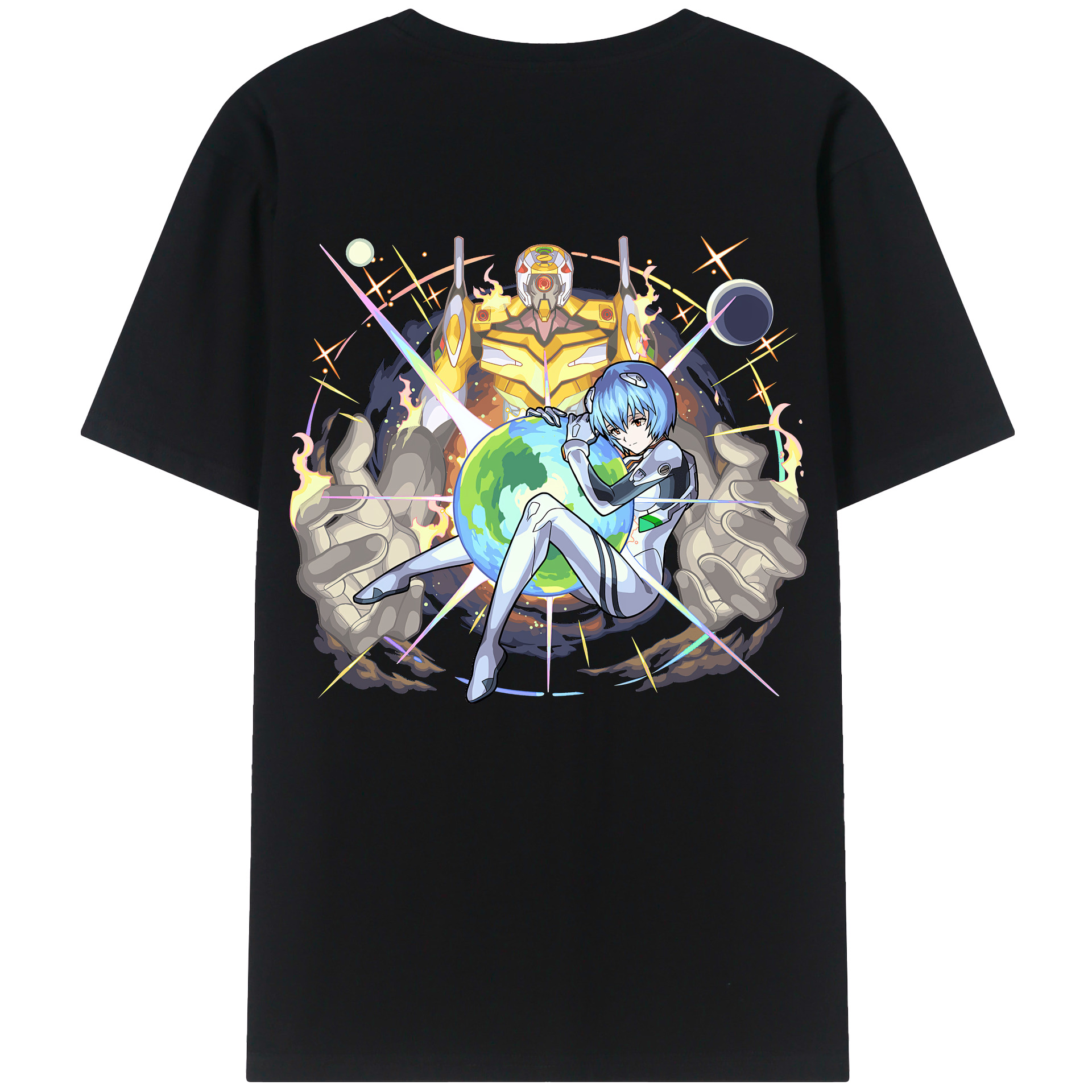 （画像用） EVA 新世紀エヴァンゲリオン 綿100％ メンズ半袖Tシャツ（バックプリント） 通気性